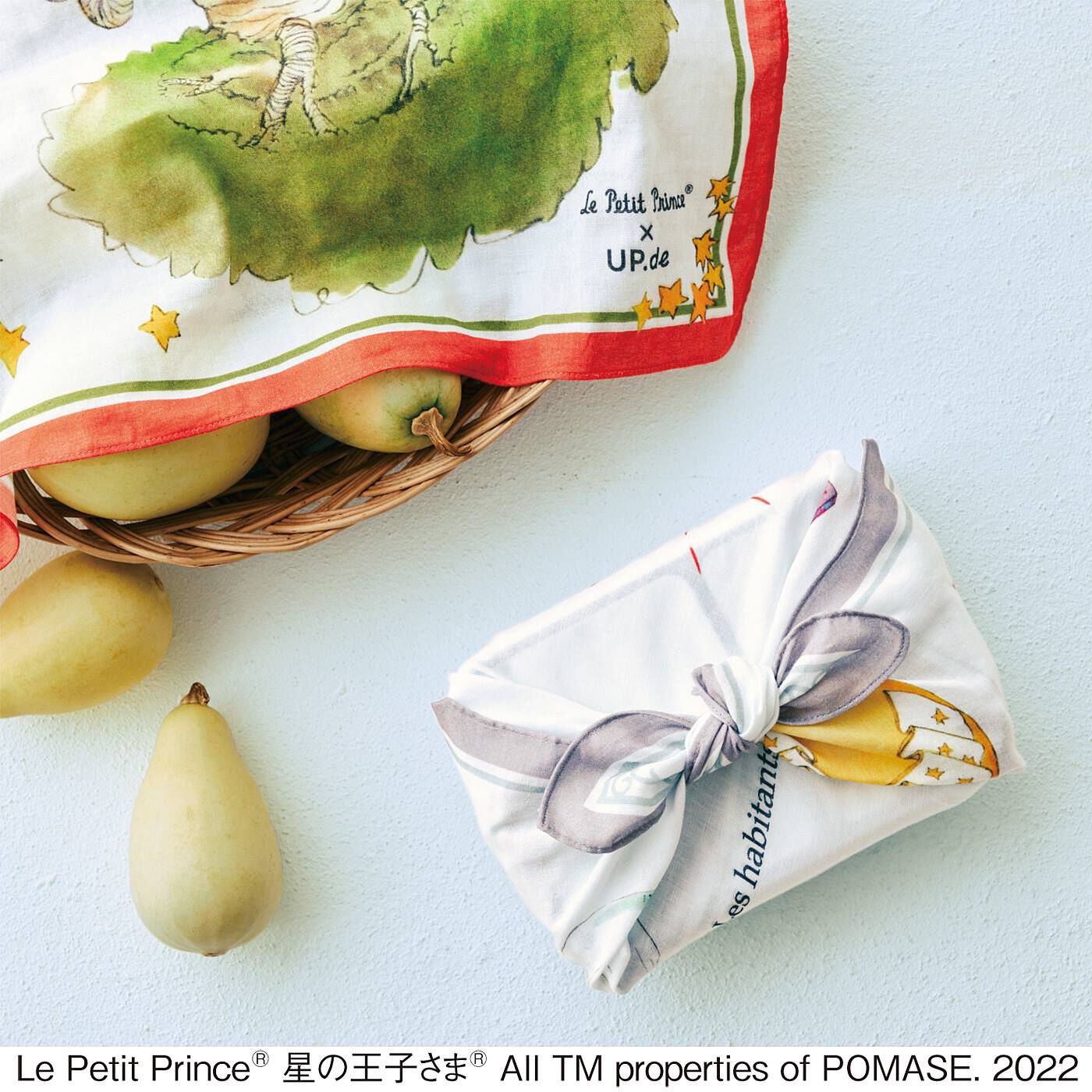 フェリシモの雑貨 Kraso|Le Petit Prince（R）×UP.de　星の王子さまの宇宙の旅　出会う風変わりな大人たちのハンカチ|お弁当包みや目隠しにも。
