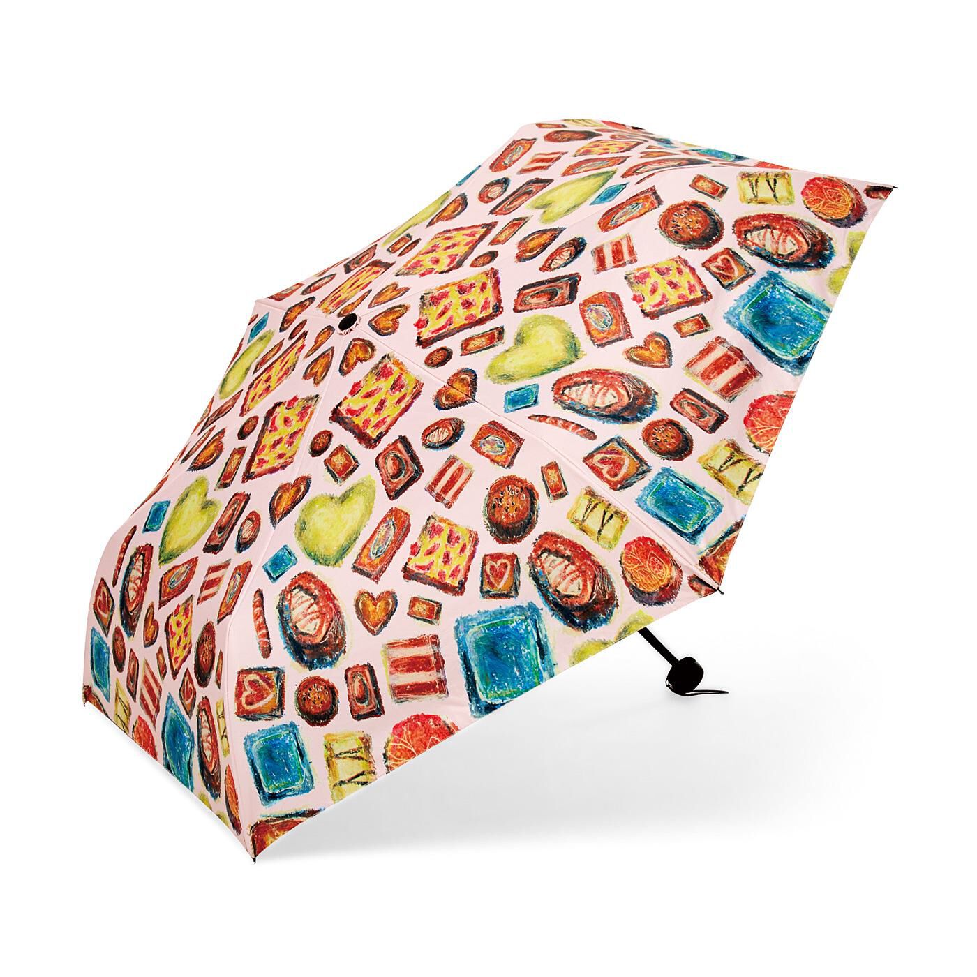 フェリシモの雑貨 Kraso|チョコ大好き！　チョコレートバイヤーみりオリジナルプリント 晴雨兼用折りたたみ傘の会|〈ボンボンチョコレート〉