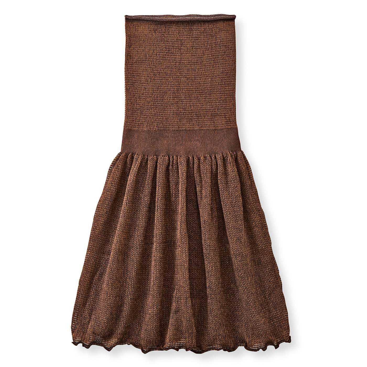 フェリシモの雑貨Kraso|綿混素材で仕立てた　ゆる編みニットの毛糸の腹巻き付きスカートの会|〈ブラウン〉