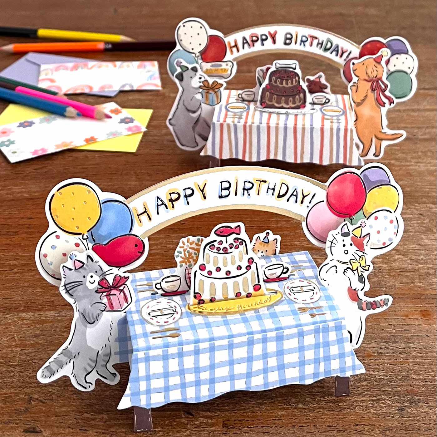 バースデーカードセット 誕生日カード / 文鳥＆インコ柄 / ハッピーバースデー」封筒つき