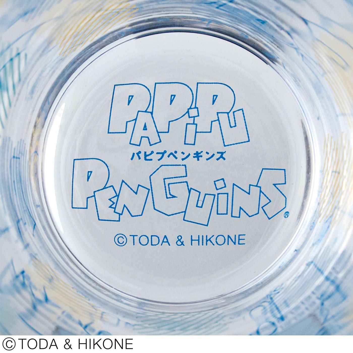 フェリシモの雑貨 Kraso|パピプペンギンズ　レトロポップグラスの会|底にはパピプペンギンズのロゴ入り。
