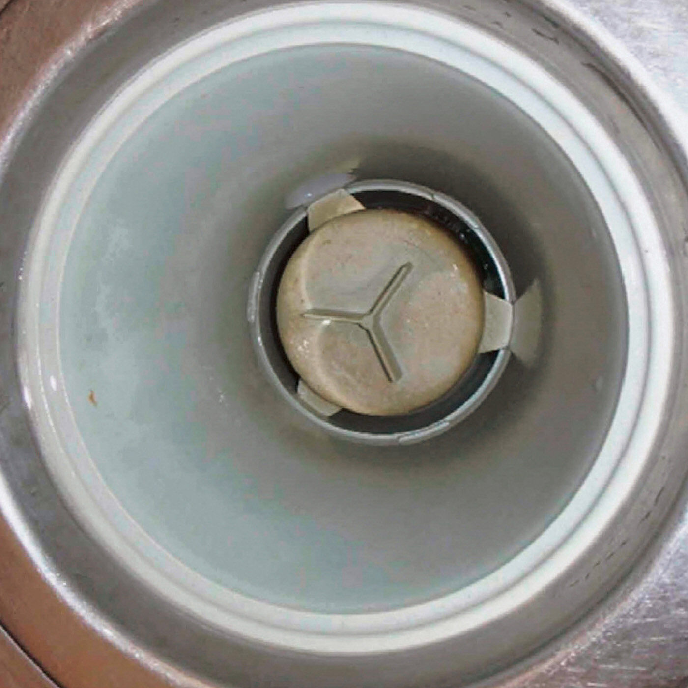 フェリシモの雑貨Kraso|ホタテプラスでバイオをサポート　排水口に置くだけ　ぬめり防止タブレットの会|お掃除後に二週間、タブレットを入れて使用した排水口。 ※モニター使用の結果、使用条件により効果は異なります。