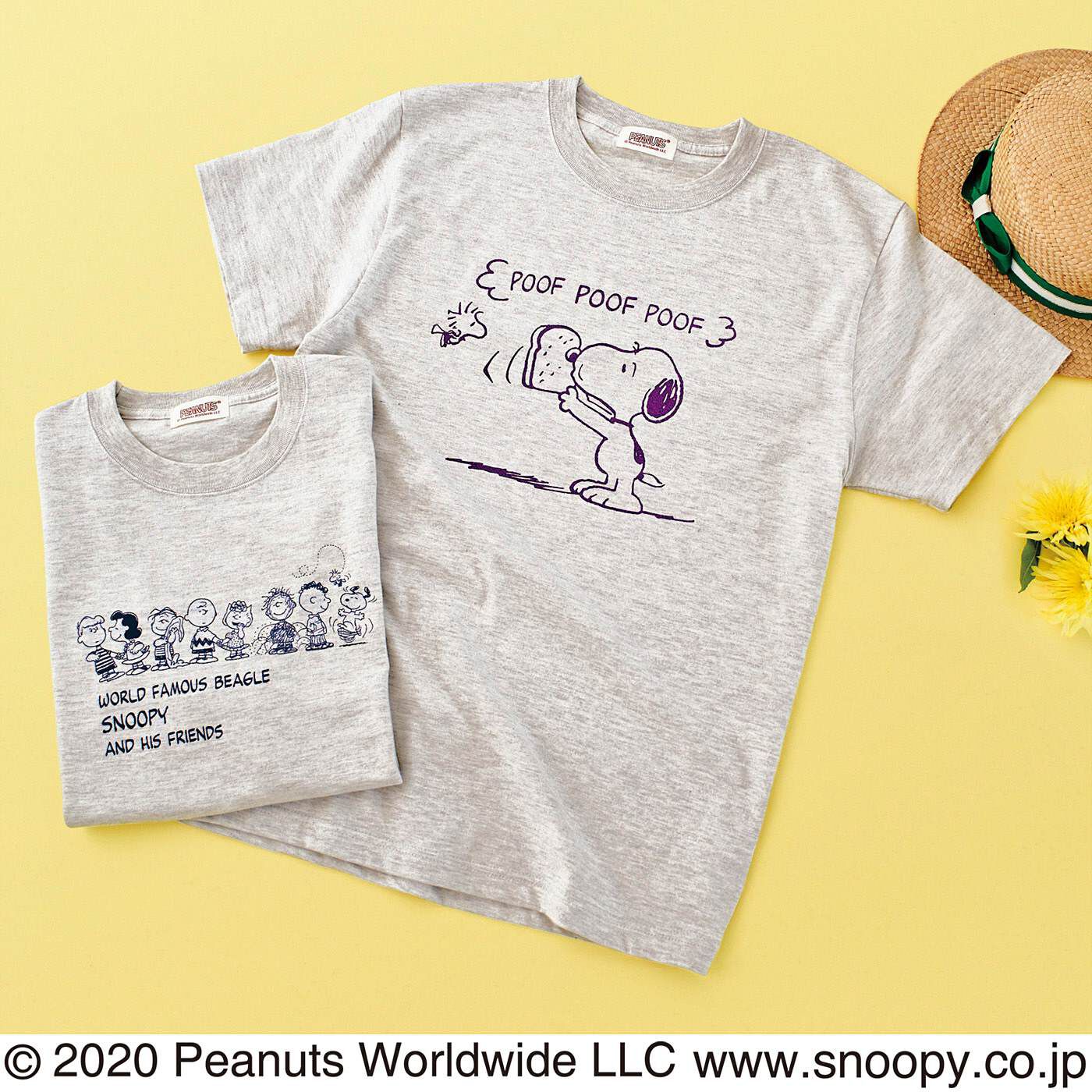 フェリシモの雑貨 Kraso|PEANUTS スヌーピーと仲間たち　ロゴ入りTシャツの会|杢（もく）カラーがベースだから一枚で着やすい！