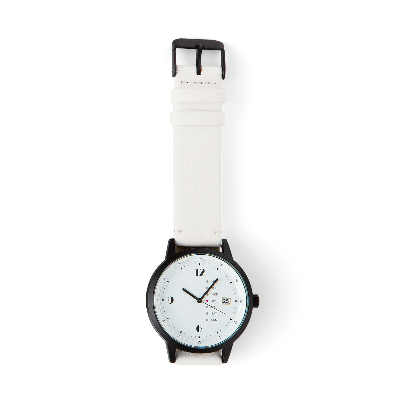 フェリシモの雑貨Kraso|UP.de　日付と曜日がわかる 大きな文字盤が見やすい腕時計の会|〈ホワイト〉