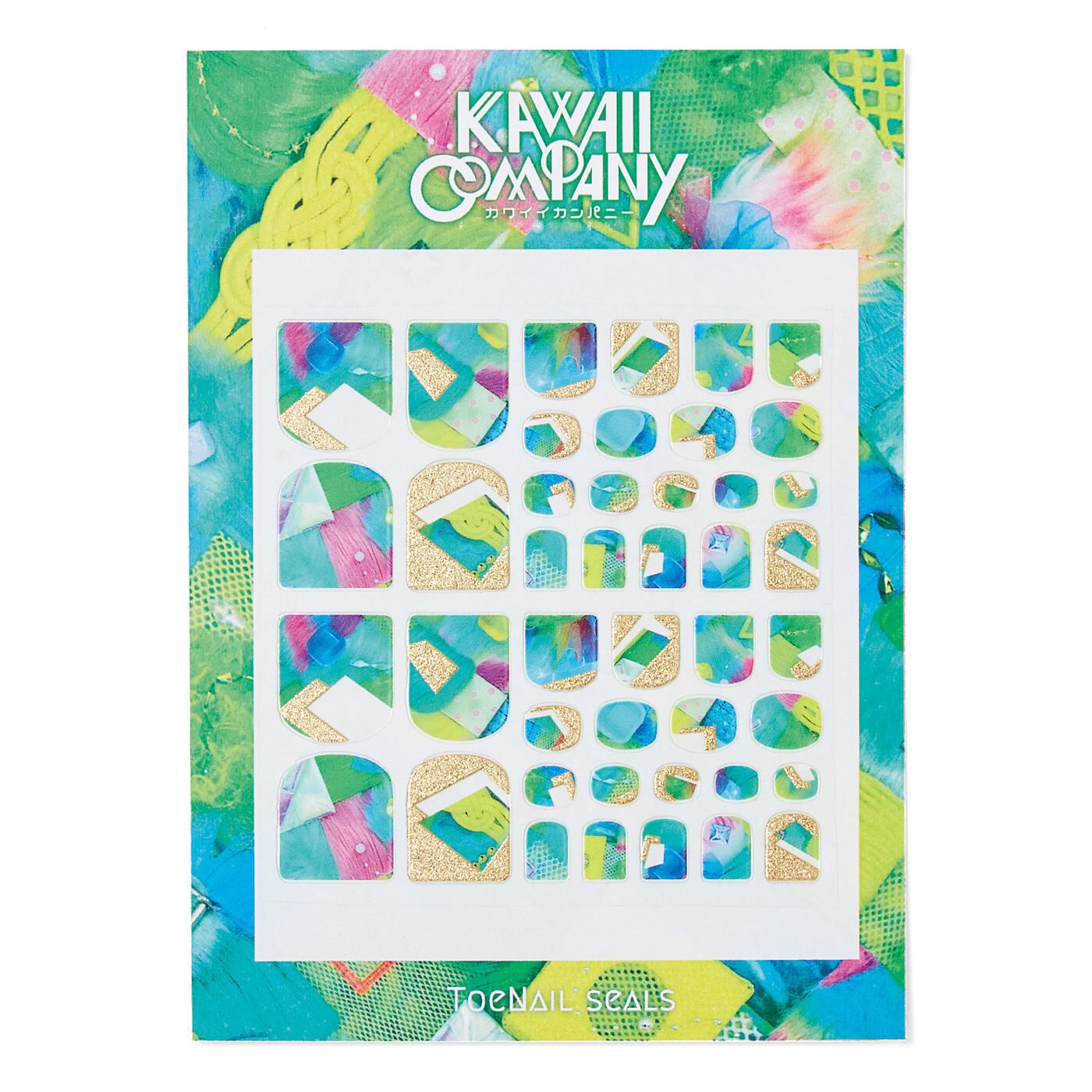 フェリシモの雑貨Kraso|KAWAII COMPANY　色とギラギラと透け感がカワイイ つま先を彩るフットネイルシールの会|〈squared lime〉●1回のお届けセット例です。