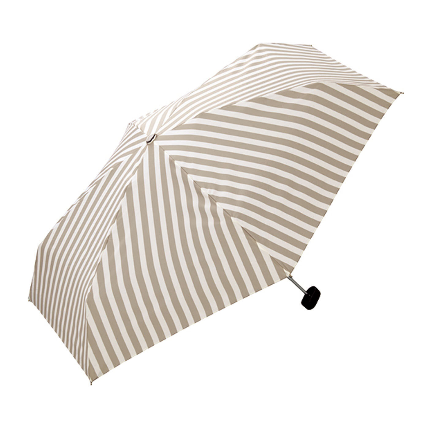 フェリシモの雑貨 Kraso|クラッチ風ケースでサッと収納　コンパクトな折りたたみ傘〈ストライプ〉|〈2.ベージュ〉