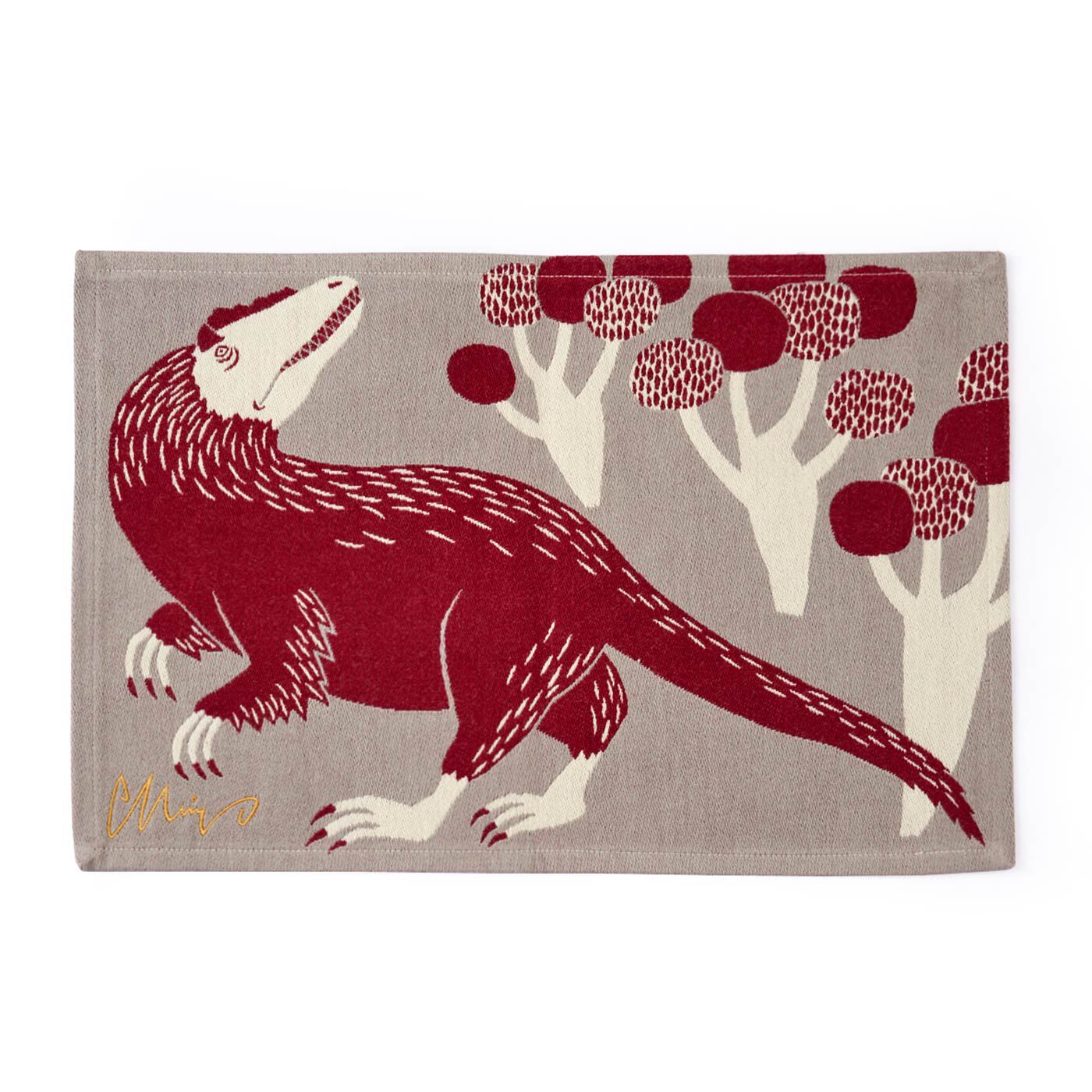 フェリシモの雑貨 Kraso|moritaMiW 織り柄が美しいちょっと小さめランチョンマットの会|〈あの地を歩く羽毛恐竜〉