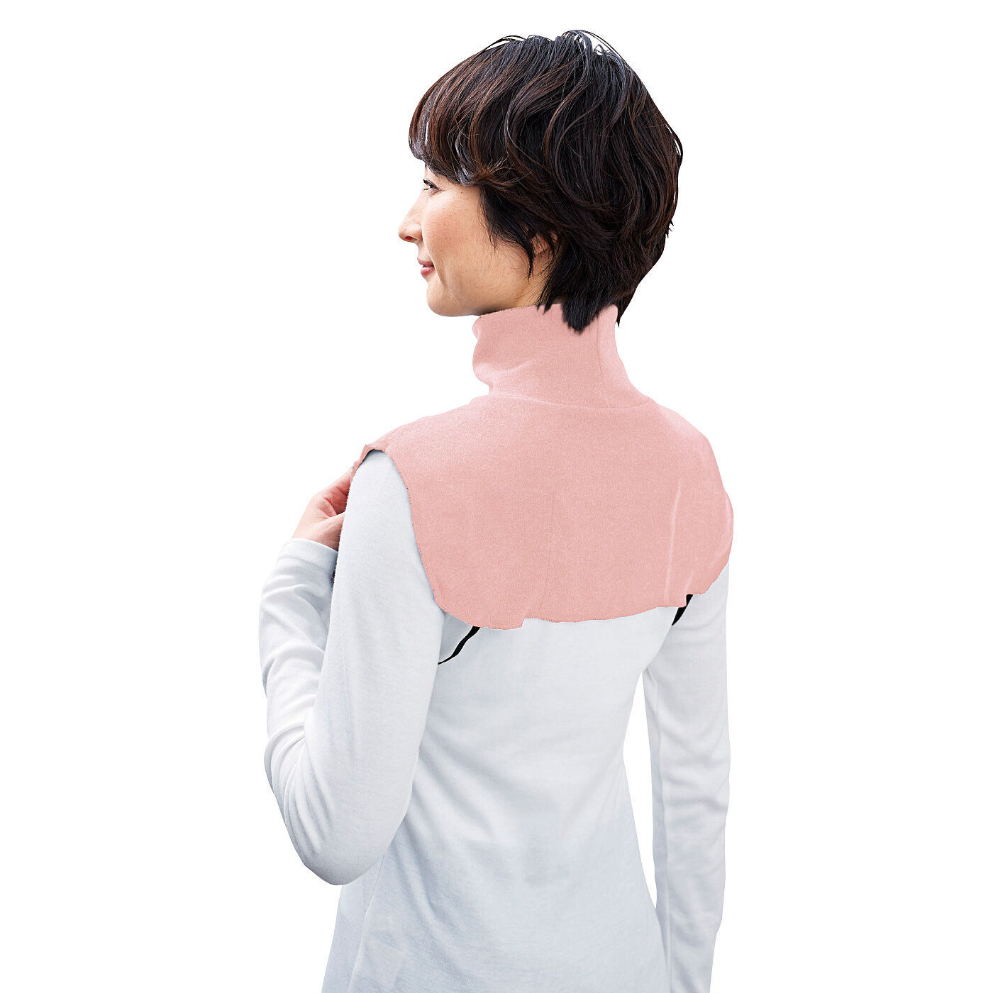 フェリシモの雑貨Kraso|カイロポケット付きで着ぶくれせずに肩首の寒さ対策　首ぽか付けタートルネックの会〈ブラック〉|※写真はピンクです。