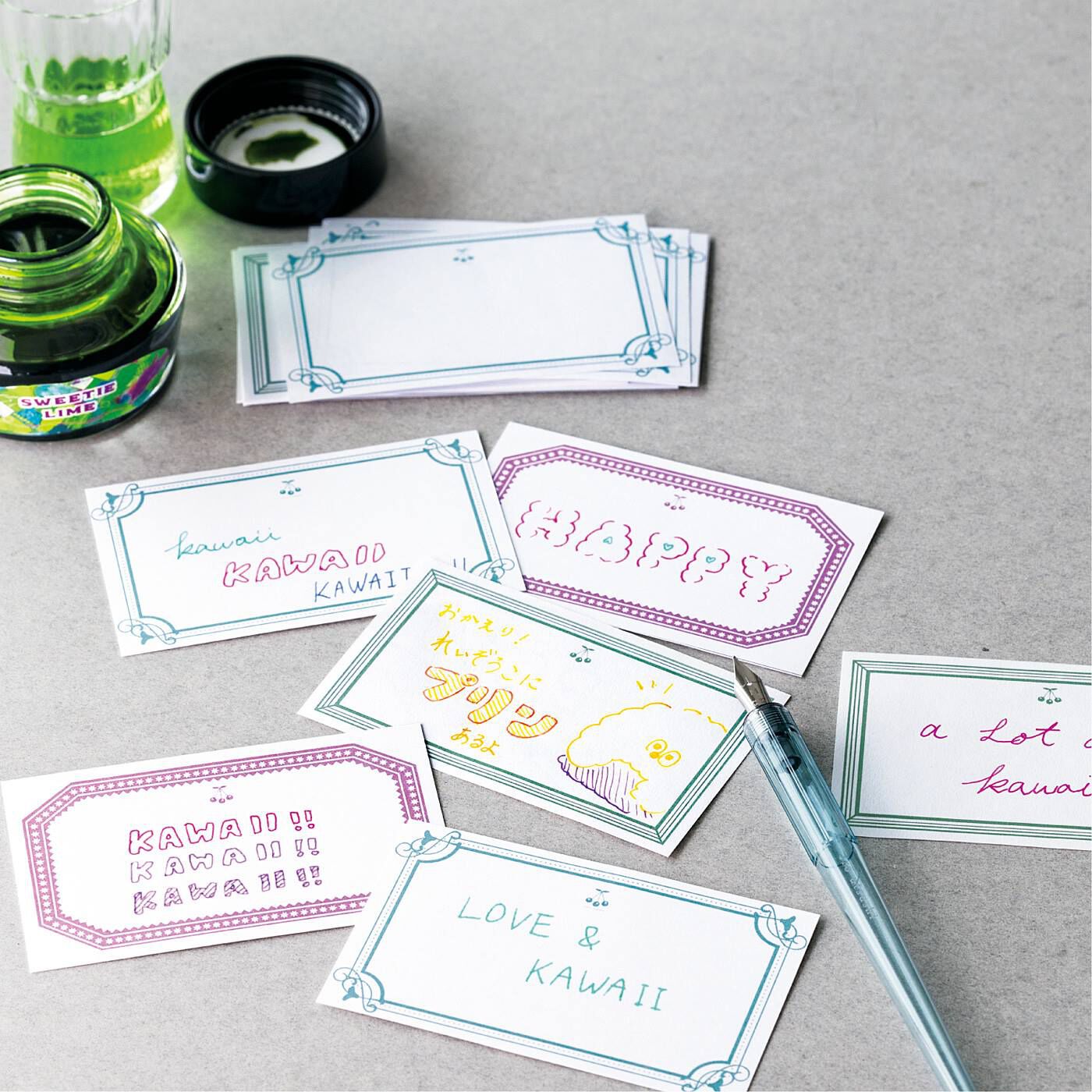フェリシモの雑貨 Kraso|ＫＡＷＡＩＩ　ＣＯＭＰＡＮＹ　カラーインクを楽しむカワイイ洋紙カードセットの会