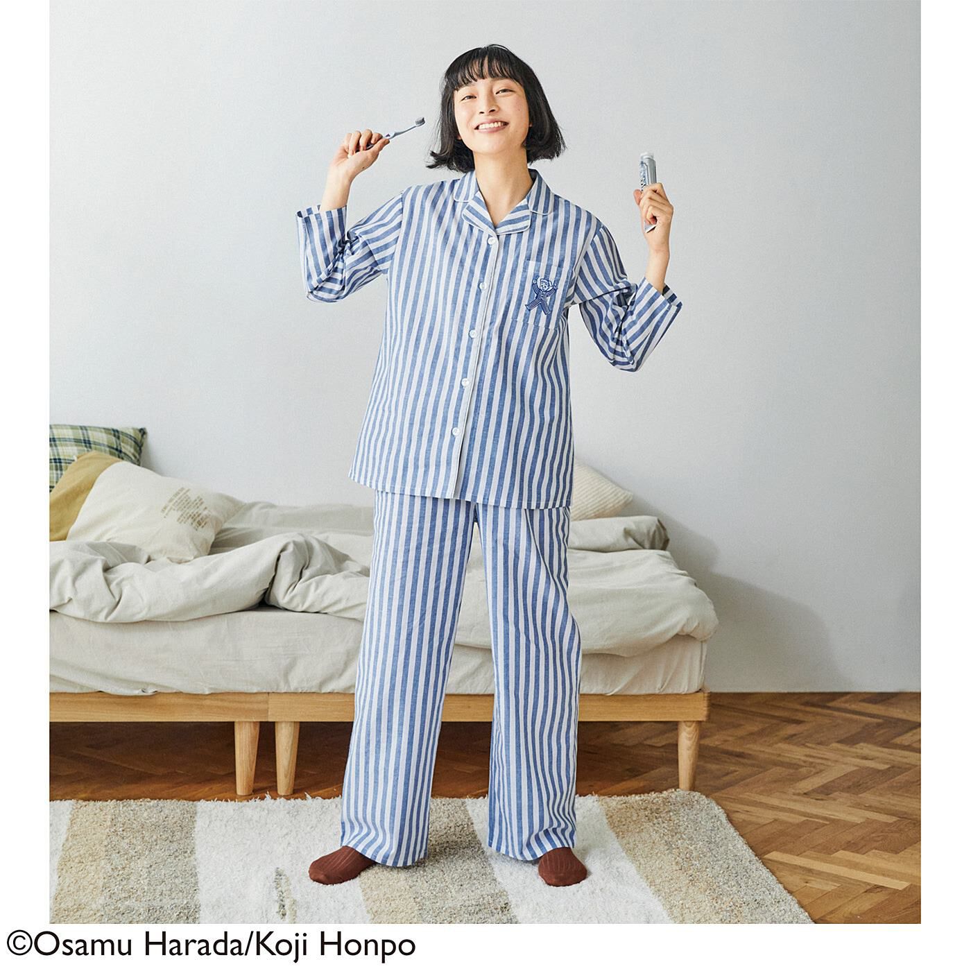 フェリシモの雑貨 Kraso|USEDo×OSAMU GOODS　タイムレスな「かわいい」　ジルとおそろい ストライプパジャマ