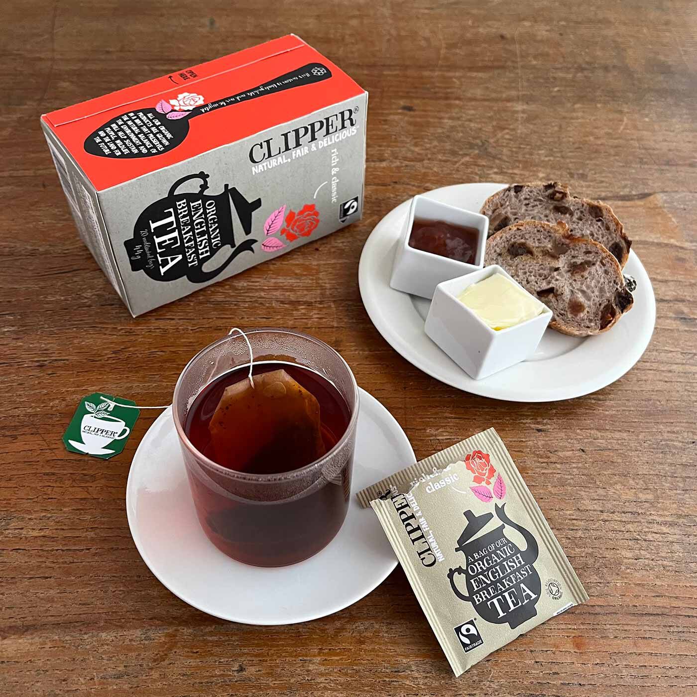 フェリシモの雑貨 Kraso|【ＣＬＩＰＰＥＲ】オーガニックフェアトレードティー〈紅茶・ティーバッグ〉の会|シンプルな朝ごはんでも、おいしい紅茶があれば楽しい。