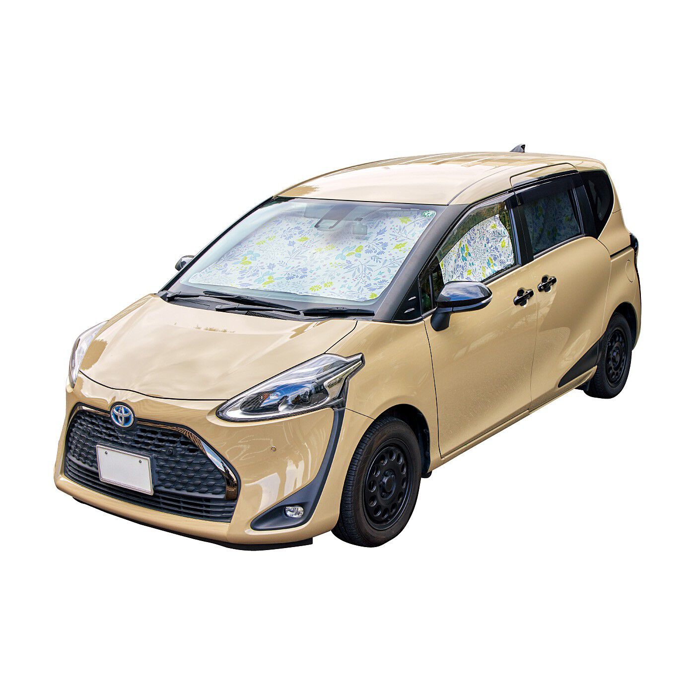 フェリシモの雑貨Kraso［クラソ］|日差しも熱もガード　車用ＵＶカット傘型サンシェード〈フラワー／小型自動車〉|※写真は〈普通自動車〉です。