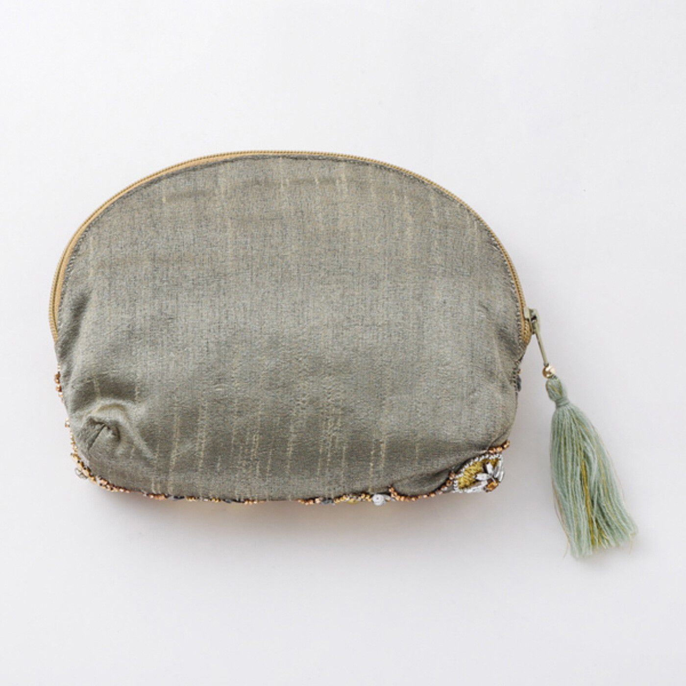 フェリシモの雑貨 Kraso|ビーズ刺しゅうポーチ〈セージ〉