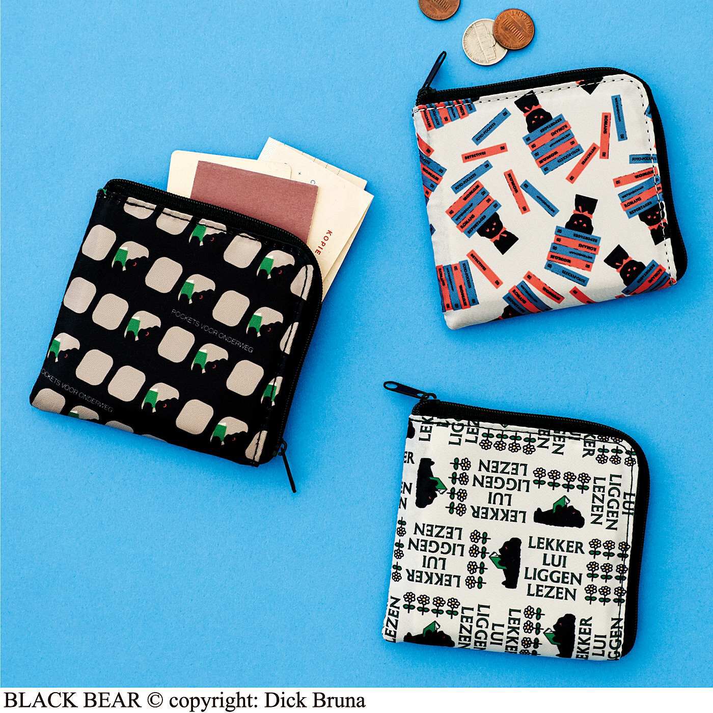 フェリシモの雑貨 Kraso|ブラック・ベア　L字型ファスナーが便利なコンパクト財布の会