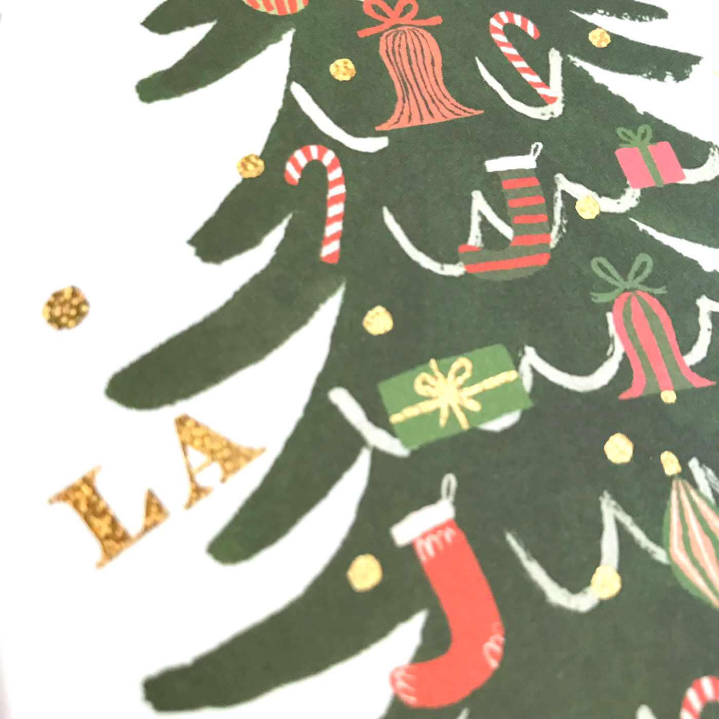 フェリシモの雑貨 Kraso|ライフルペーパー　ランドスケープカード〈封筒付き〉|お申込みタイプ2：クリスマスツリー　渋めのゴールドのインクがキラキラ素敵！