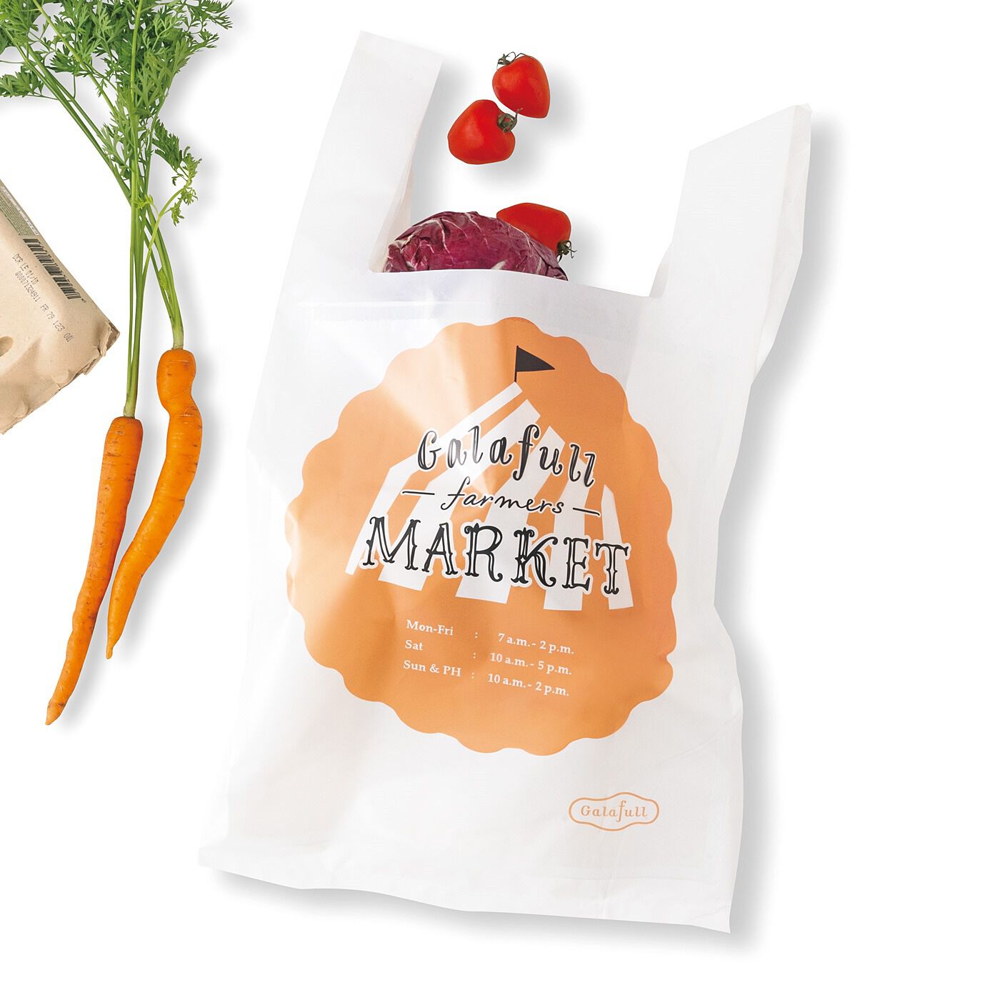 フェリシモの雑貨Kraso|ガラフル　バッグの中にストック♪ いろいろちょうどいい レジ袋の会|生鮮食品や土つき野菜も入れられます。