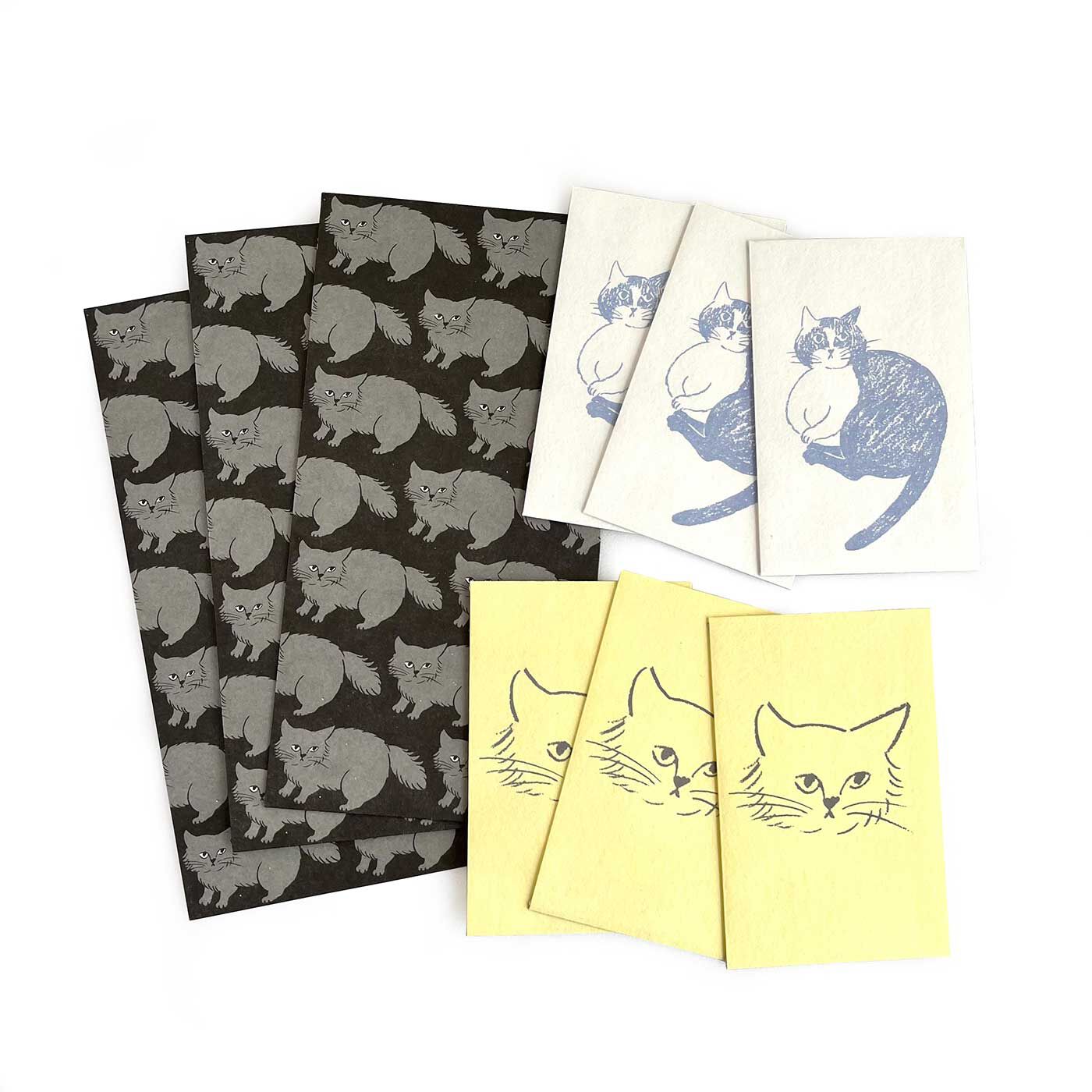 フェリシモの雑貨 Kraso|松尾ミユキ いろいろ使える猫封筒＆猫ぽち袋セットの会|●1回のお届けセット例です。