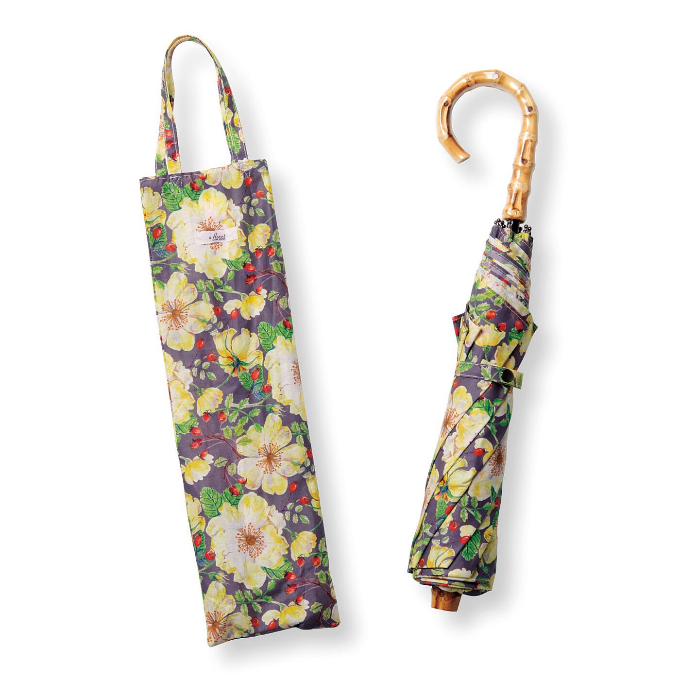 フェリシモの雑貨 Kraso|Squee!　リバティプリント　パラソル〈Dorset Rose〉|持ち運びに便利な手提げ袋付き。