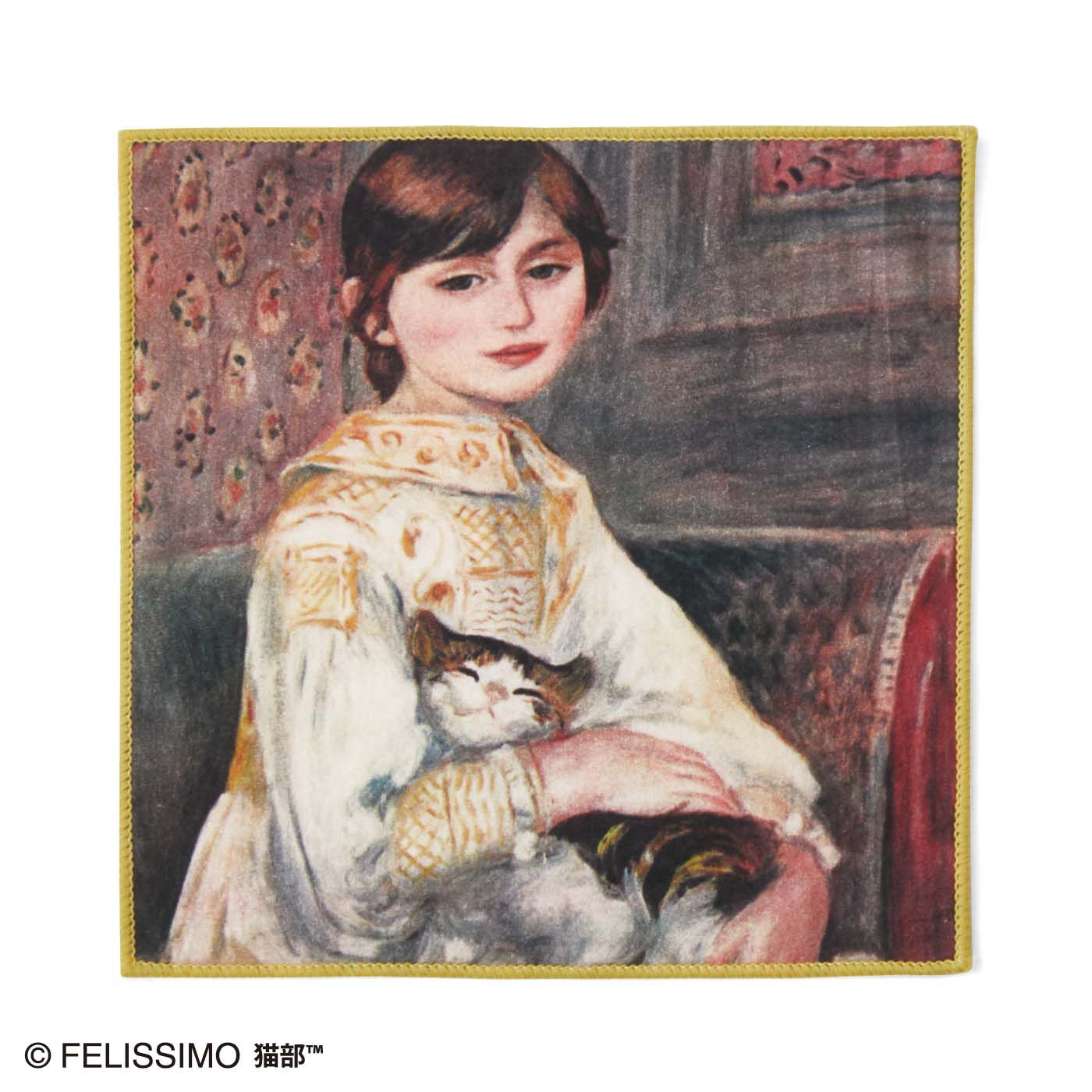 フェリシモの雑貨 Kraso|猫部×ミュージアム部　アートハンカチコレクション〈猫〉の会|ルノワール × キジ白猫