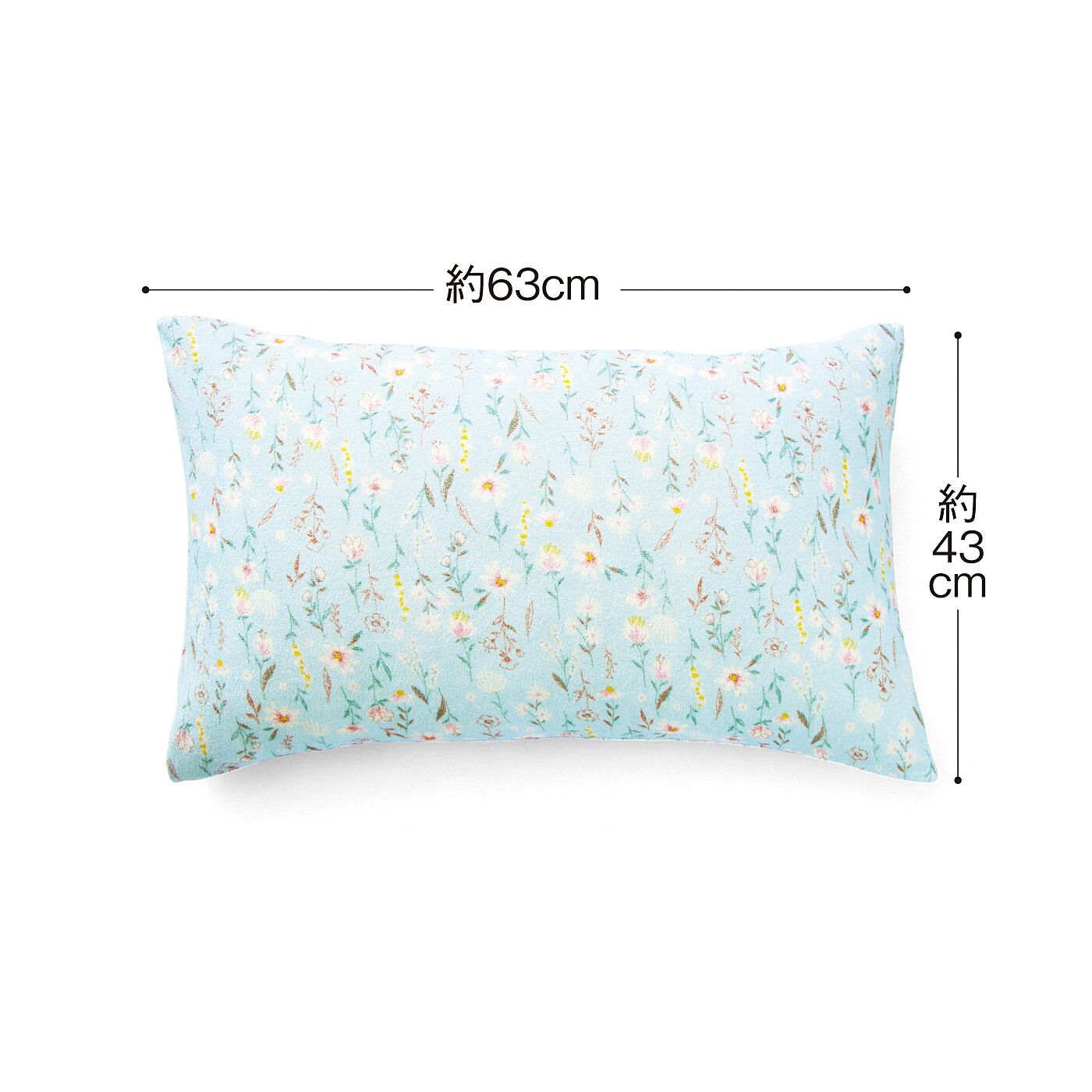フェリシモの雑貨 Kraso|クーフゥ　心地よい肌あたりで軽やかに舞う花々に包まれる ぴったりフィット さらりパイルの枕カバーの会|縦約43cm、横約63cmまでの枕に使用できます。