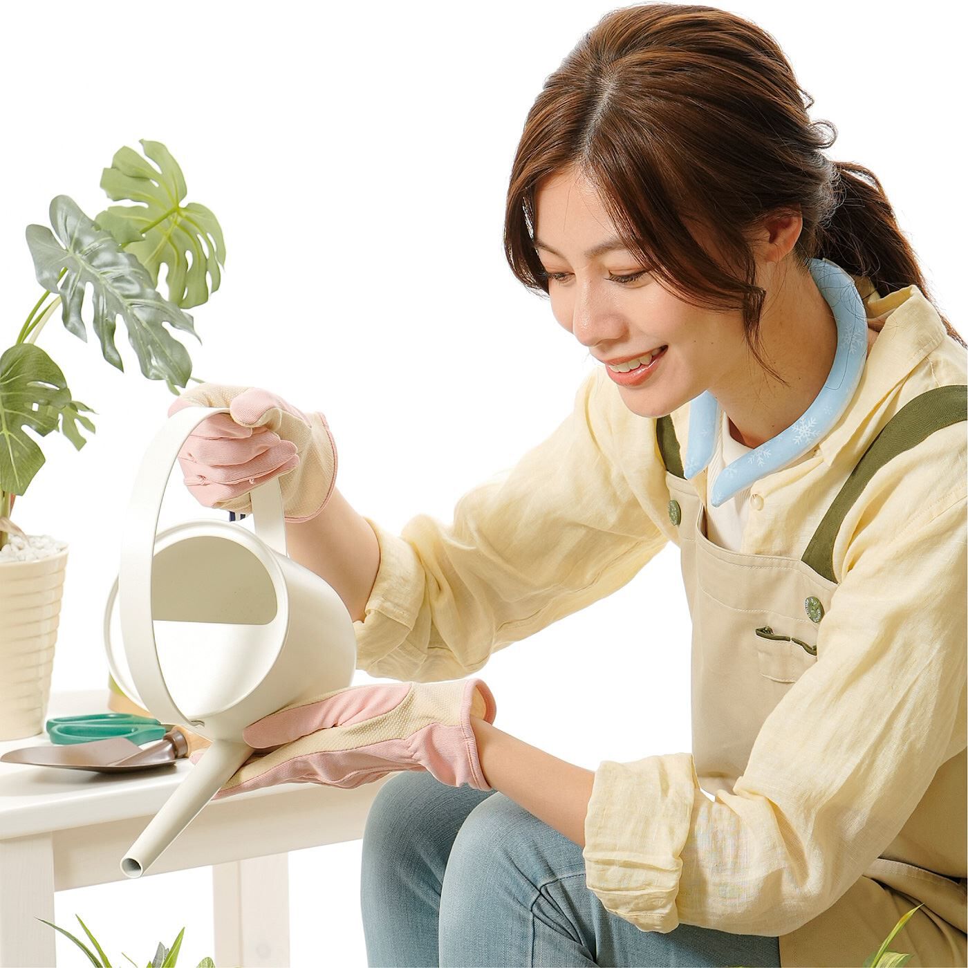 【保冷剤付き】ネッククーラー　国産ヘンプ100％　涼しげ　ひんやり　麻　HEMP　無染色無漂白　オーガニック　おしゃれ        