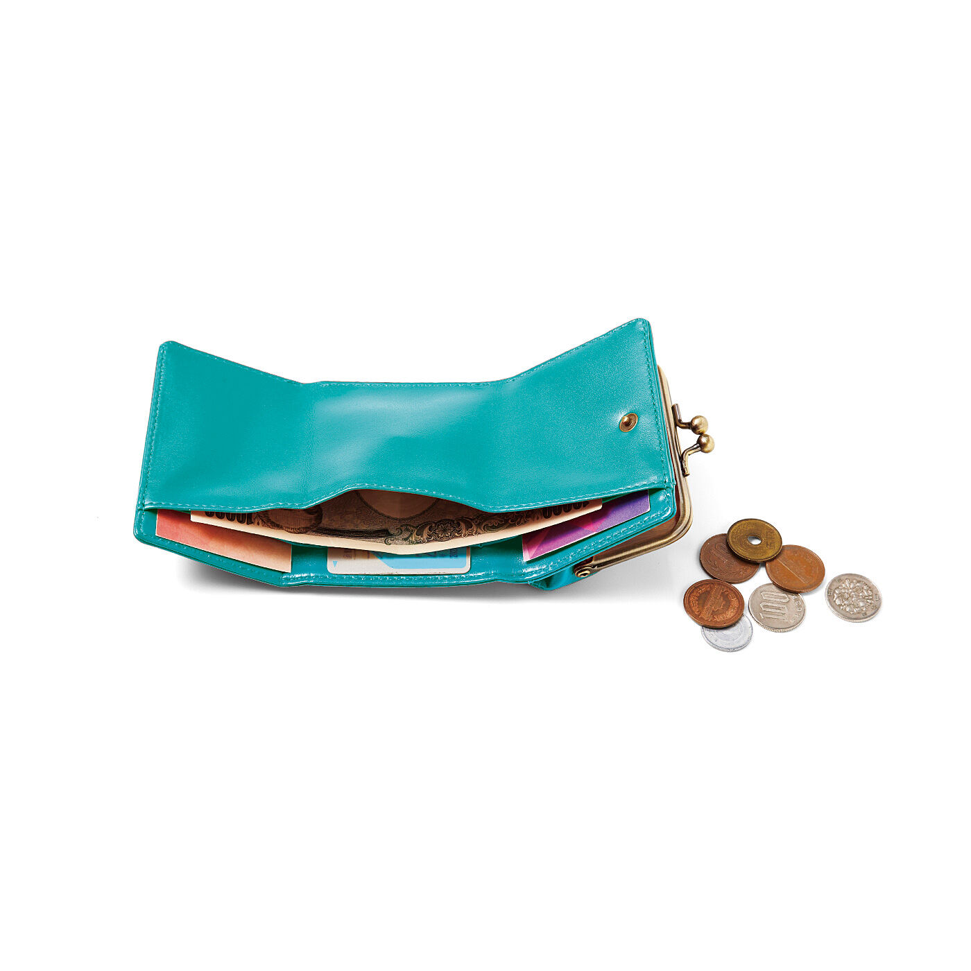 フェリシモの雑貨 Kraso|最小限をつれてって　海色ターコイズブルーのちっちゃめ手のり財布|最小限のカードと現金をコンパクトにひとまとめ。