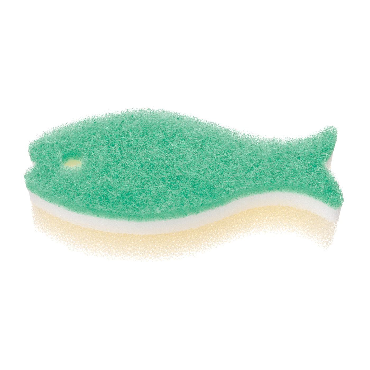フェリシモの雑貨Kraso［クラソ］|毎日の食器洗いが楽しく♪　自立するお魚スポンジ３個セット〈カラフル〉の会|〈グリーン〉