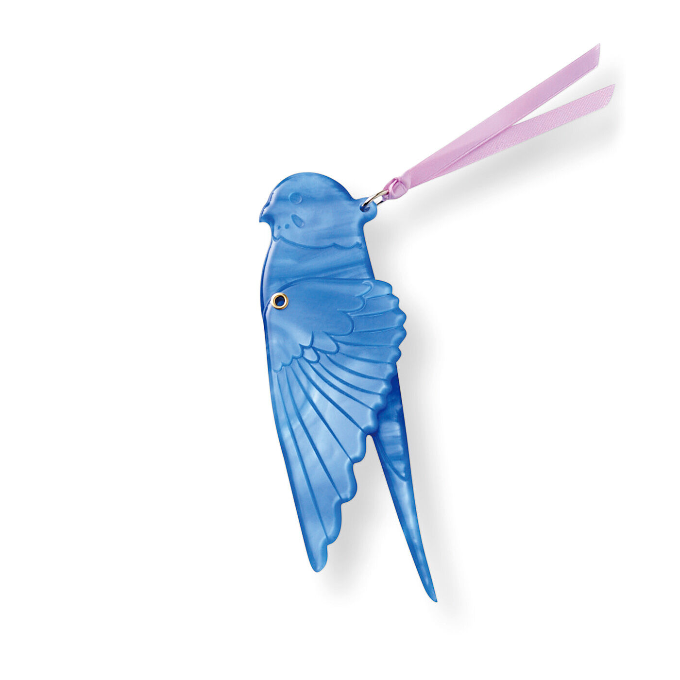 フェリシモの雑貨Kraso|小鳥部　細かい文字にかわいいサポート　スサーッと翼を広げる　小鳥のマスコットルーペの会|〈セキセイインコ（ブルー）〉