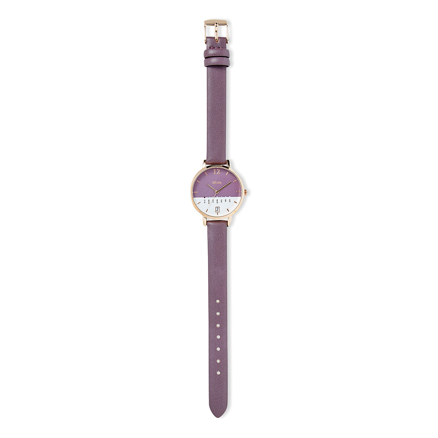 フェリシモの雑貨 Kraso|UP.de　曜日と日付がひと目でわかる ニュアンスカラーの2トーンが素敵な腕時計の会|〈フレンチプラム〉
