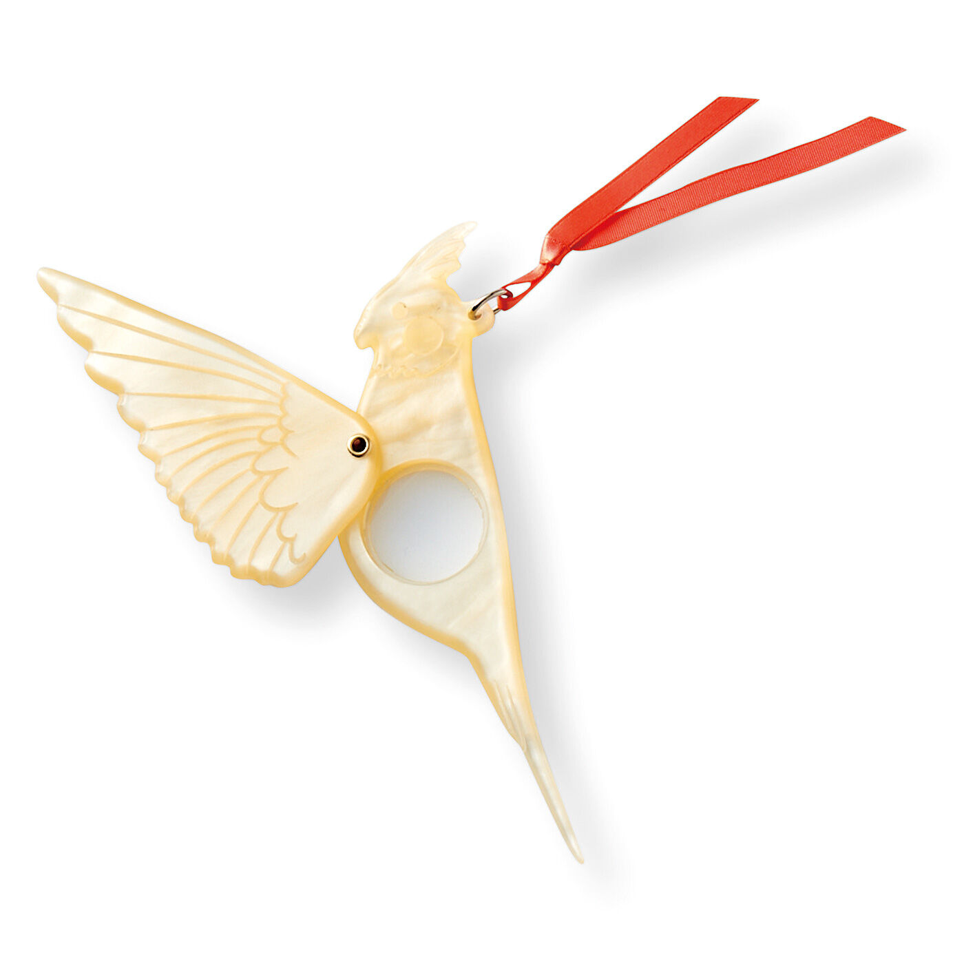 フェリシモの雑貨Kraso|小鳥部　細かい文字にかわいいサポート　スサーッと翼を広げる　小鳥のマスコットルーペの会|〈オカメインコ（ファロー）〉