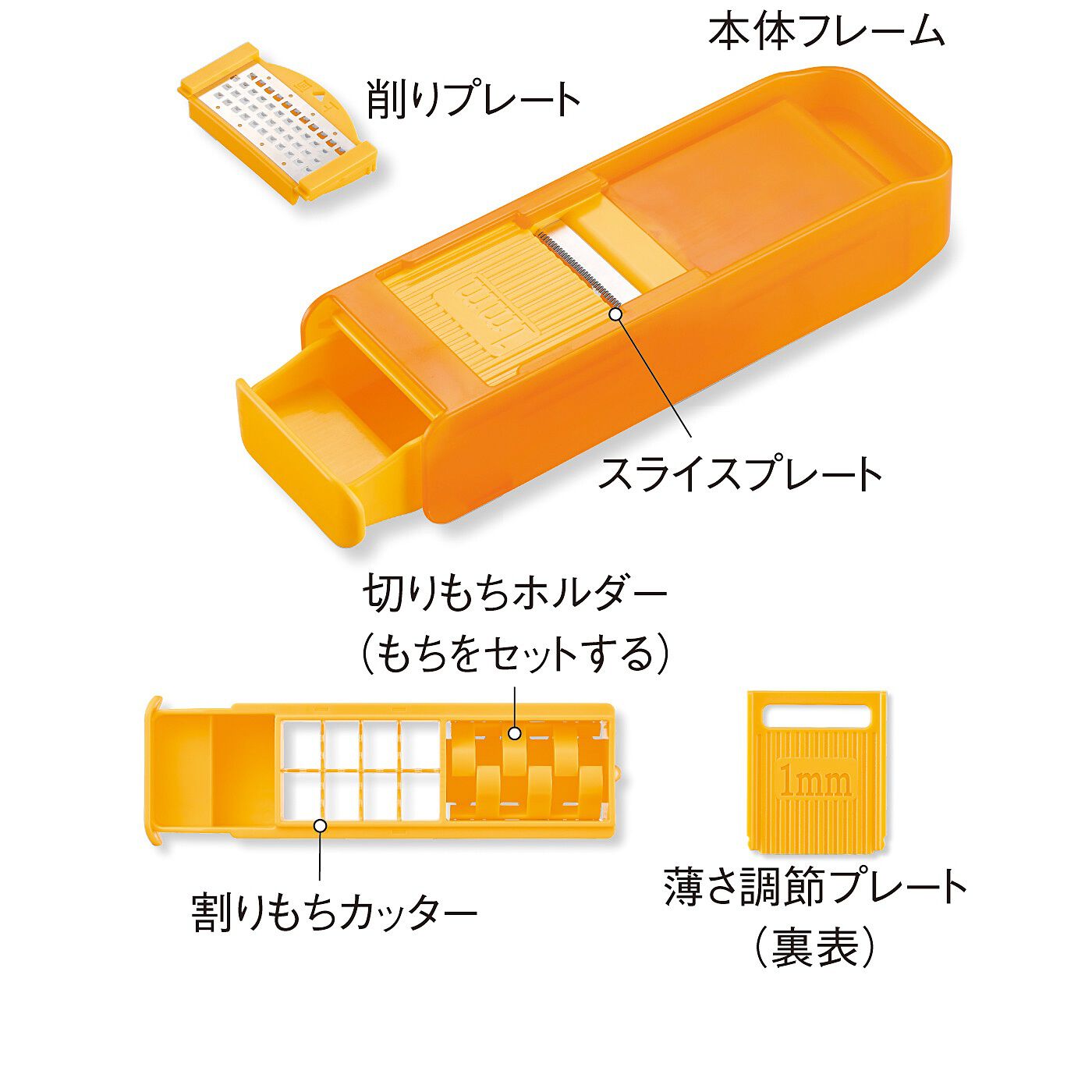 フェリシモの雑貨Kraso［クラソ］|削って・割って・スライスして　角もちをおいしく使い切る　一台で3役もちもちリメイクスライサー