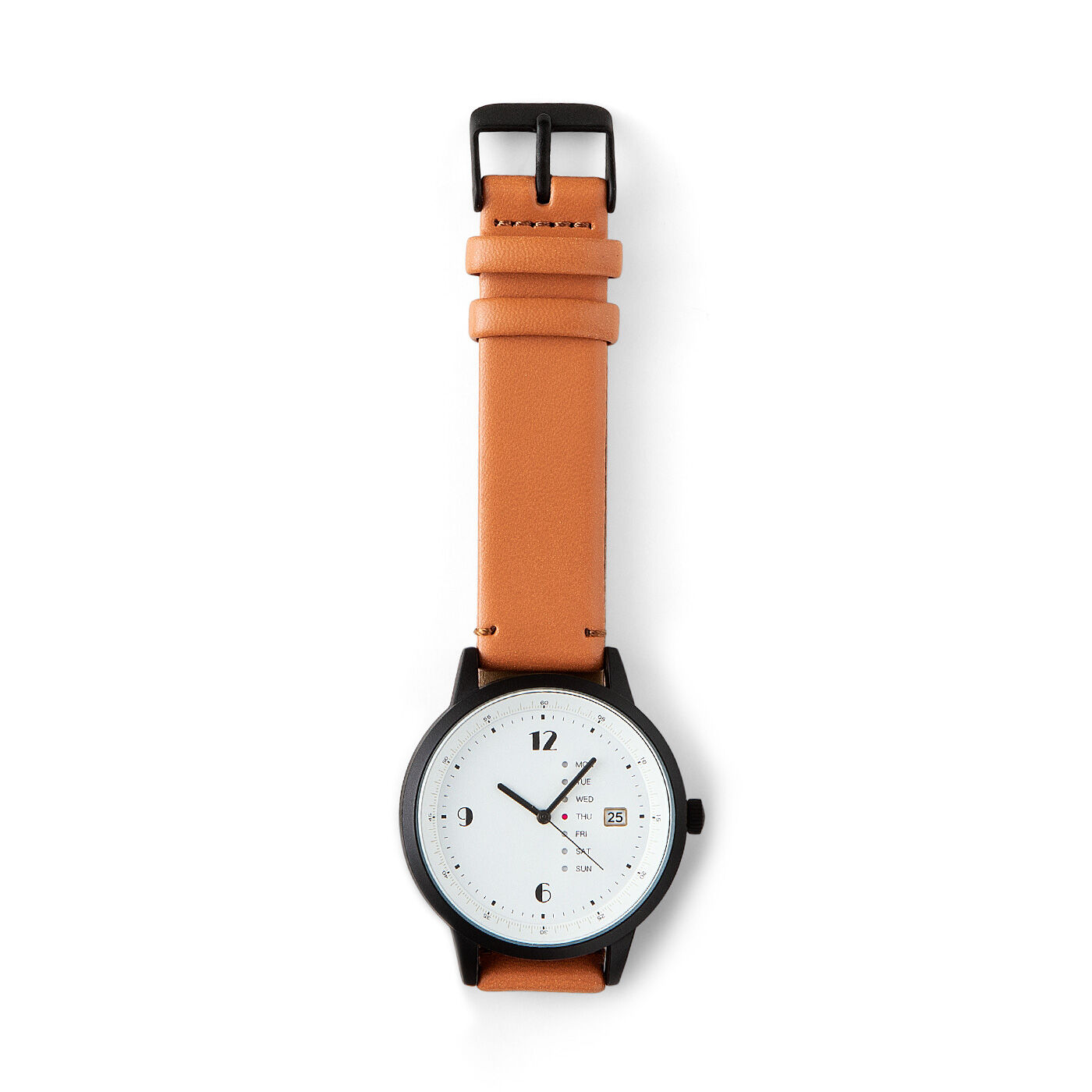 フェリシモの雑貨 Kraso|UP.de　日付と曜日がわかる 大きな文字盤が見やすい腕時計の会|〈キャメル〉