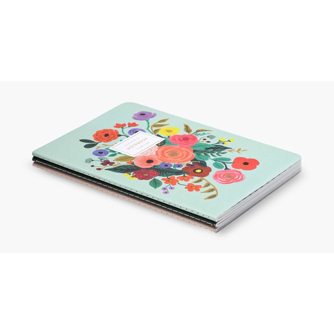 フェリシモの雑貨 Kraso|ライフルペーパー　ノート３冊セット〈ガーデンパーティ〉|使いやすいように、ていねいに平たく糸で綴じられたソフトカバーのノートです。