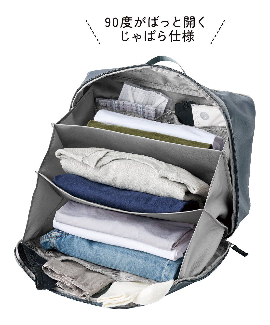 フェリシモの雑貨Kraso［クラソ］|整理＆分類までできる　トラベルじゃばら圧縮ポーチ