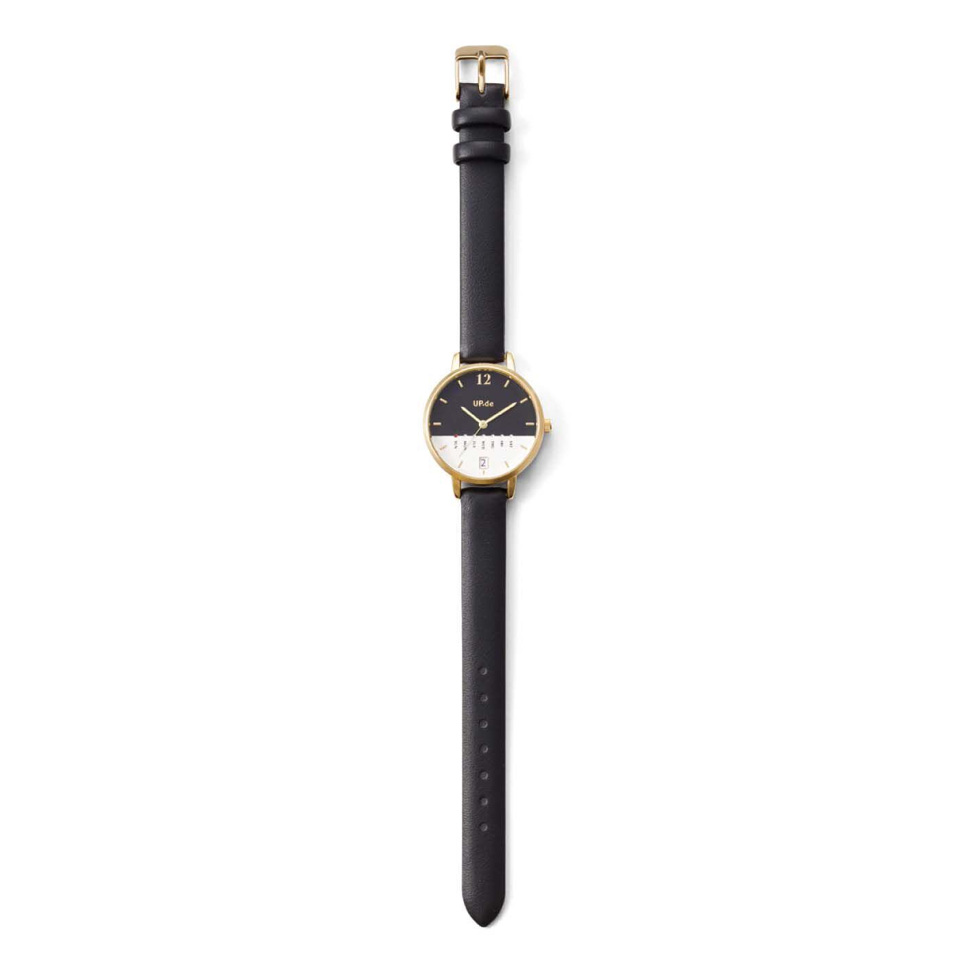 フェリシモの雑貨 Kraso|UP.de　曜日と日付がひと目でわかる すっきりモノトーンがスタイリッシュな腕時計