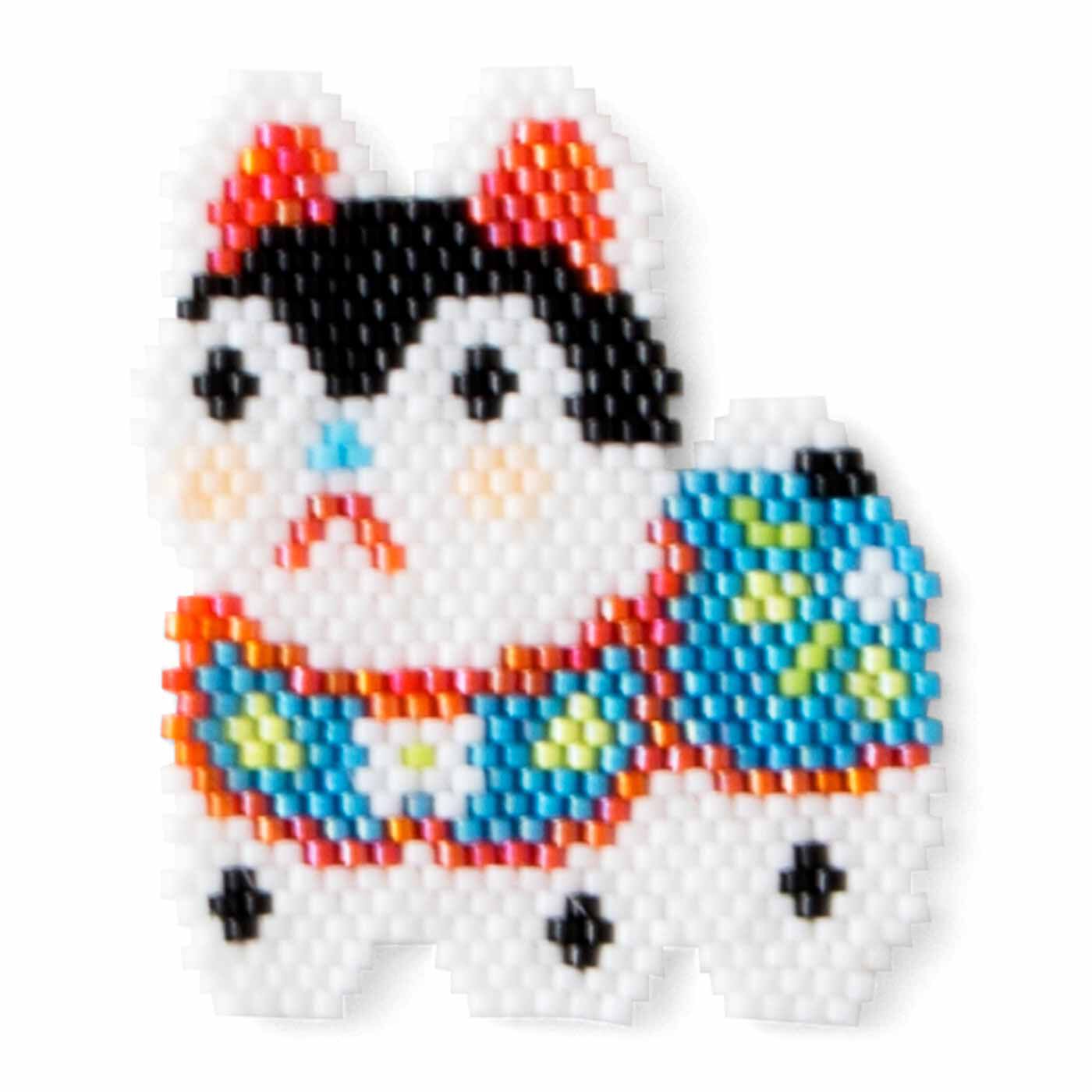 Couturier|【タイプが選べる】縁起もので開運祈願！ 粋なビーズステッチチャーム|2.犬張り子〈安産子宝〉