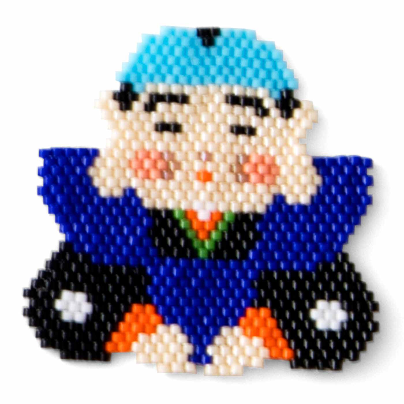 Couturier|【タイプが選べる】縁起もので開運祈願！ 粋なビーズステッチチャーム|6.福助〈商売繁盛〉