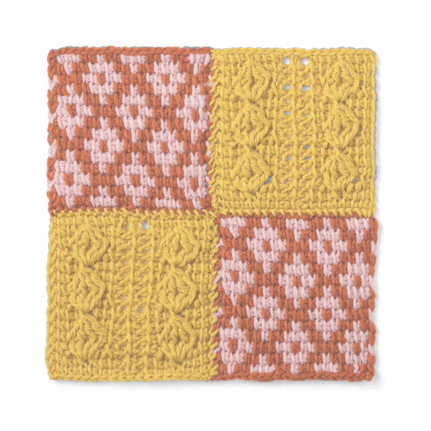クチュリエ|ぽってり編み地がなつかしいアフガン編みのサンプラーの会|オレンジの花模様