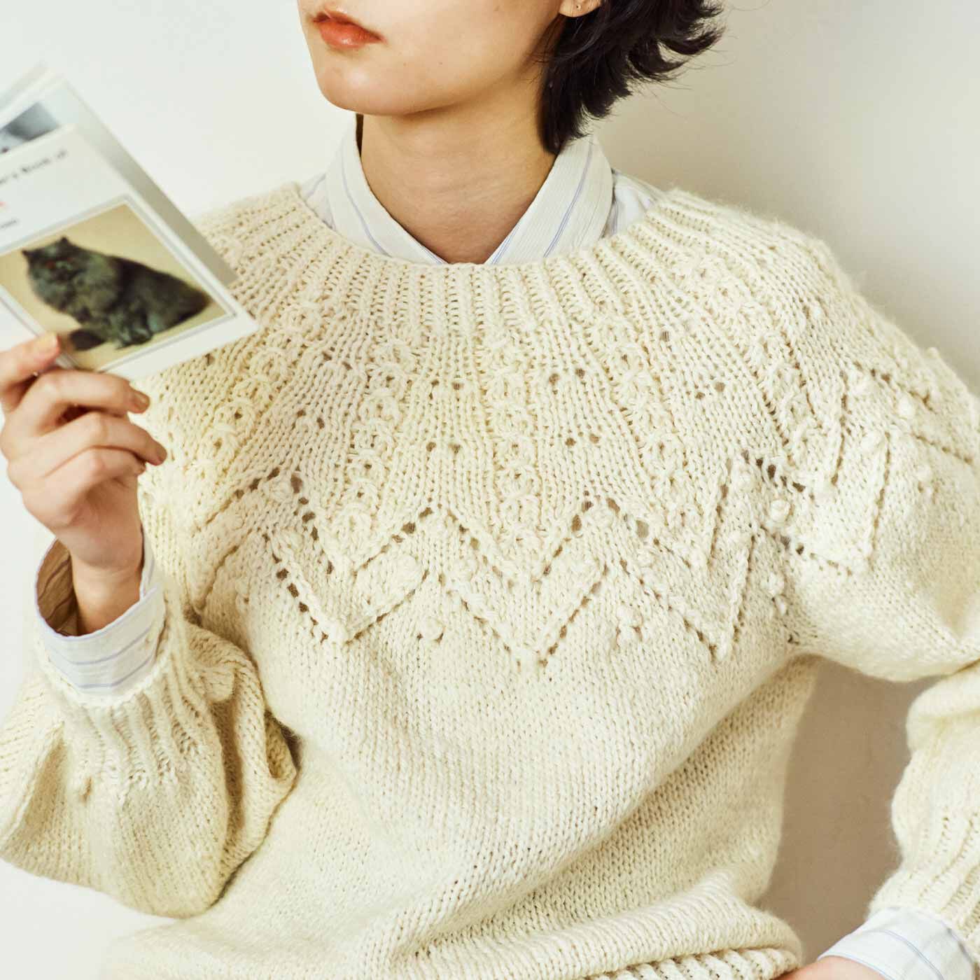セーターハンドメイド セーター ニット 手編み - ニット/セーター