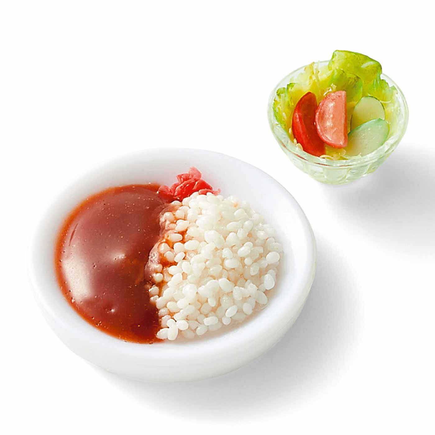 クチュリエ|ちっちゃいけど本物そっくり！ 粘土ミニチュア純喫茶メニューの会|カレーライス（サラダセット）