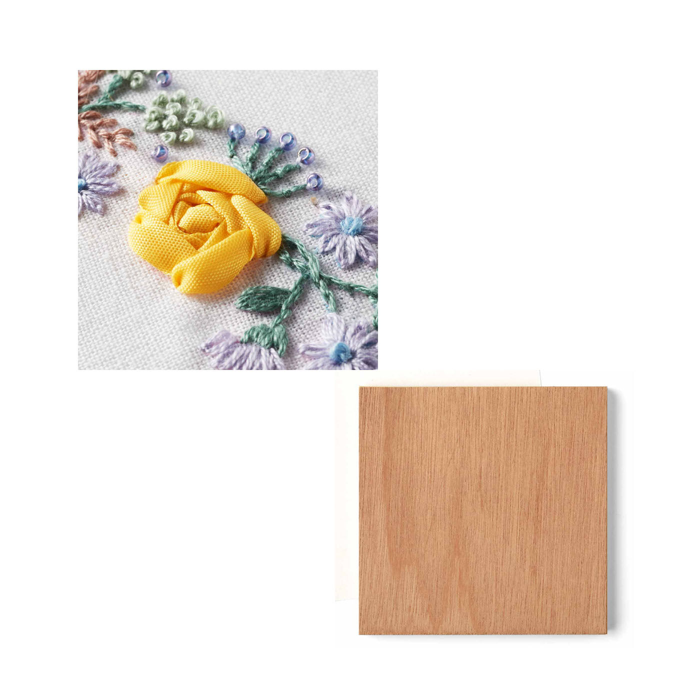 Couturier|【セット割】バラの刺しゅうクロスの会＆正方形の木製パネル