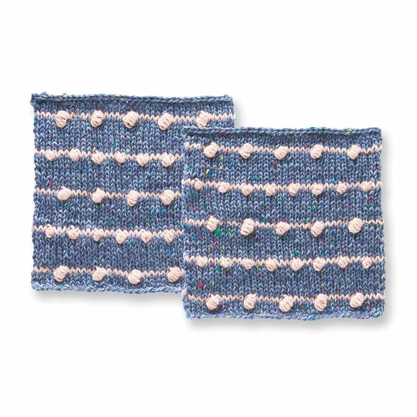 クチュリエ|棒針編みの沼にはまる ユニーク編み地のサンプラーの会|ほの甘ボッブル編みボーダー