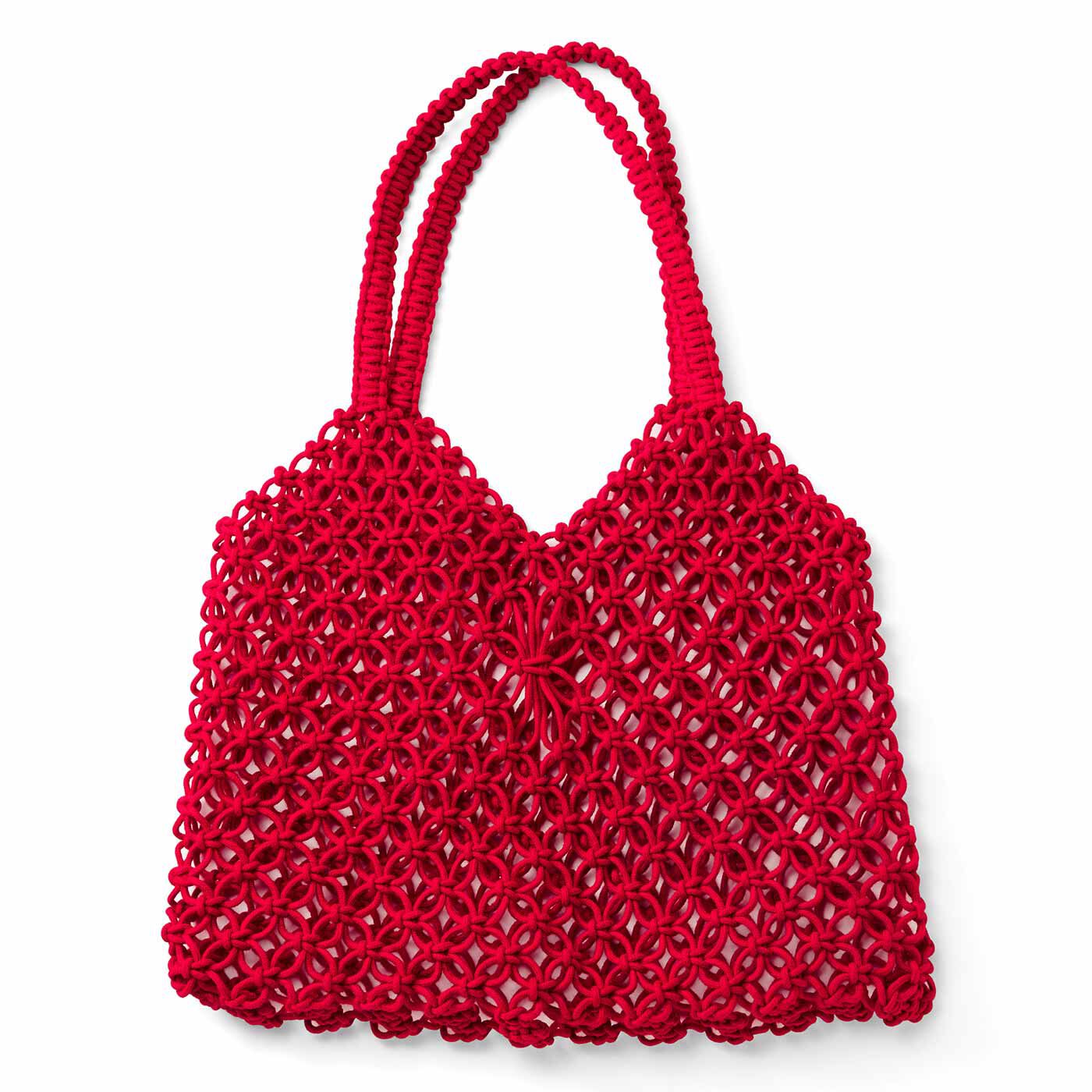 Couturier[クチュリエ]|【タイプが選べる】結びを繰り返して作る デイリーに使いたいマクラメバッグ|1：ストロベリーキャンドル 縦約25cm、横約31cm ※持ち手を含まないサイズです。