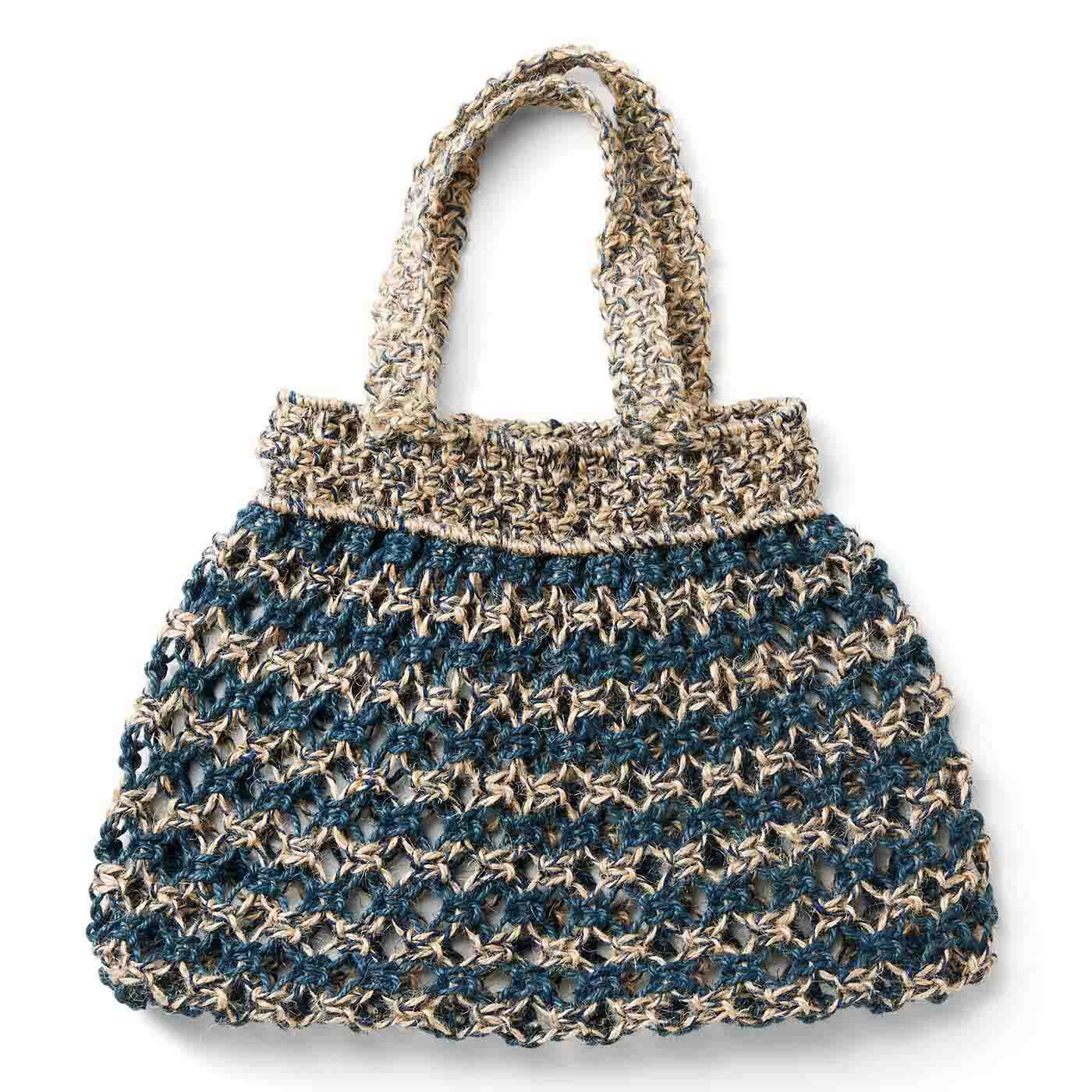 Couturier[クチュリエ]|【タイプが選べる】結びを繰り返して作る デイリーに使いたいマクラメバッグ|2：ブルーベリーサンド 縦約23cm、横約34cm ※持ち手を含まないサイズです。