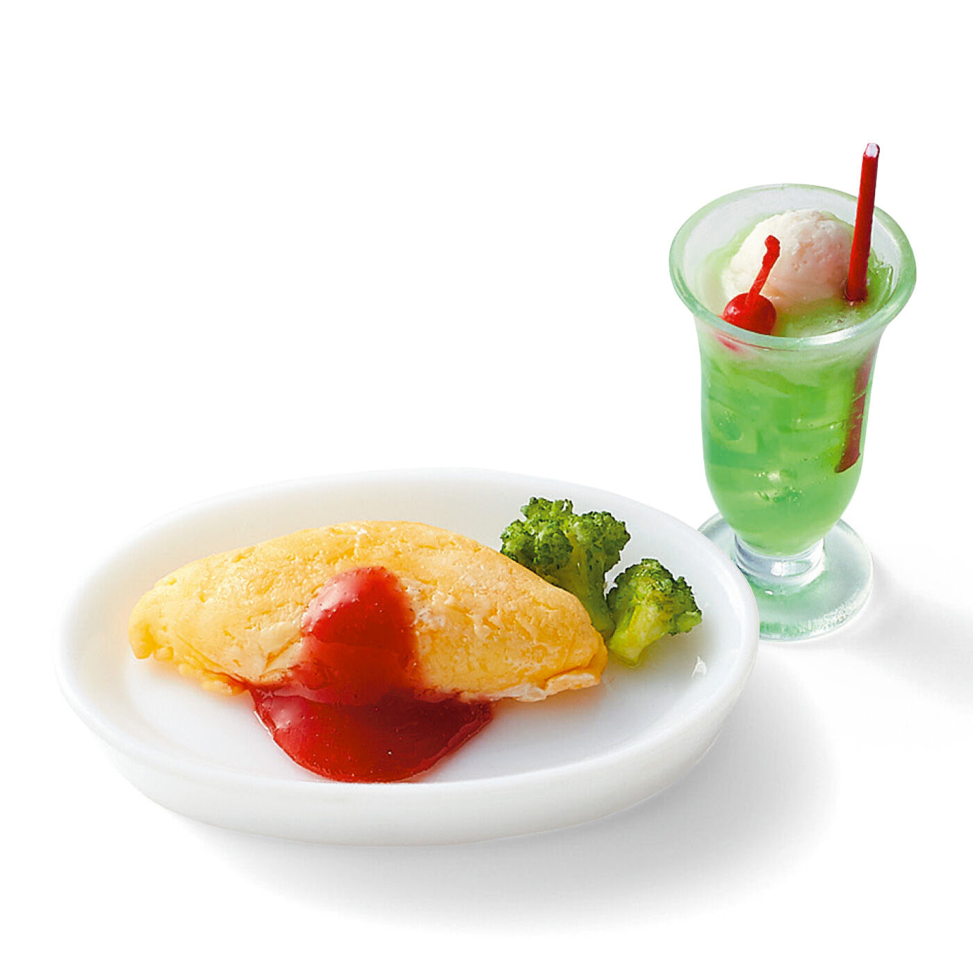 ちっちゃいけど本物そっくり！ 粘土ミニチュア純喫茶メニューの会|オムライス（クリームソーダセット）