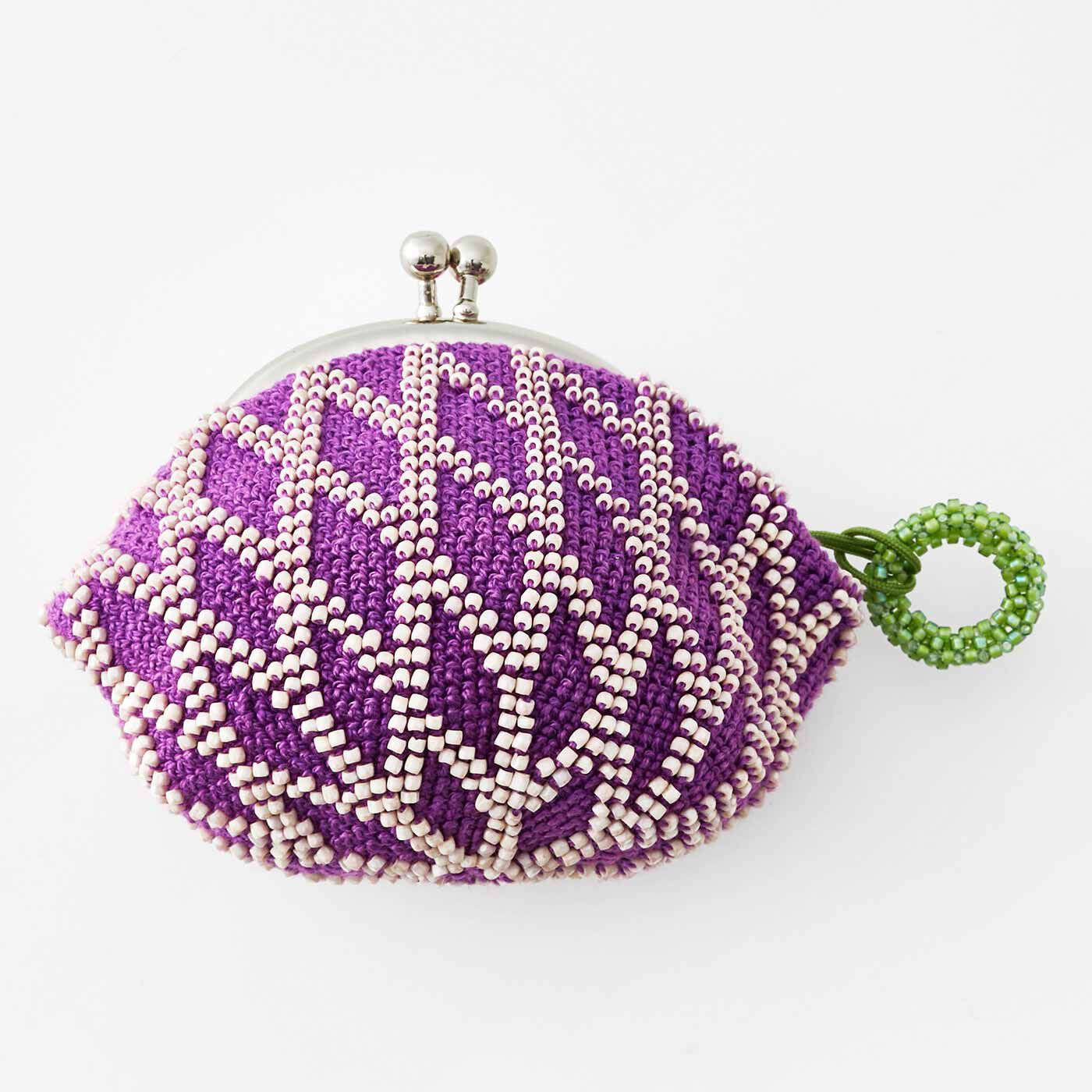 Couturier|手のひらサイズの宝物 下田 直子さんのビーズ編みがまぐちの会|紫のきまぐれ