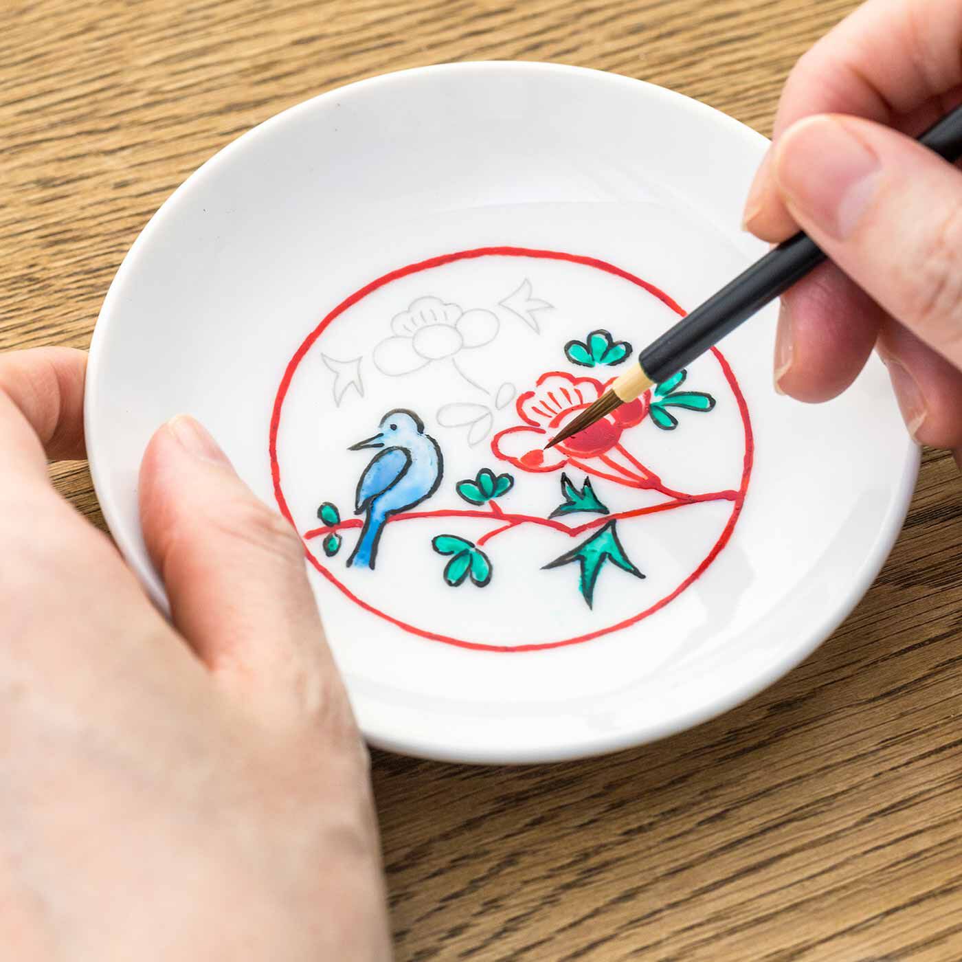 クチュリエ|おうちで絵付け体験 骨董風な絵柄を楽しむ 豆皿・小皿の会|How to make お皿に絵付けをします。