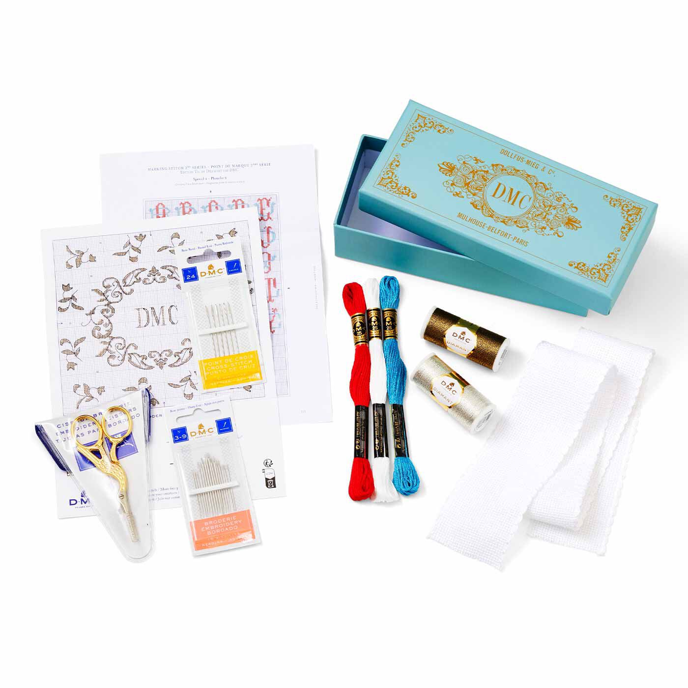 Couturier[クチュリエ]|DMC ヴィンテージデザインBOX 刺しゅうセット〈アラベスク〉|●お届けセットの一式です。