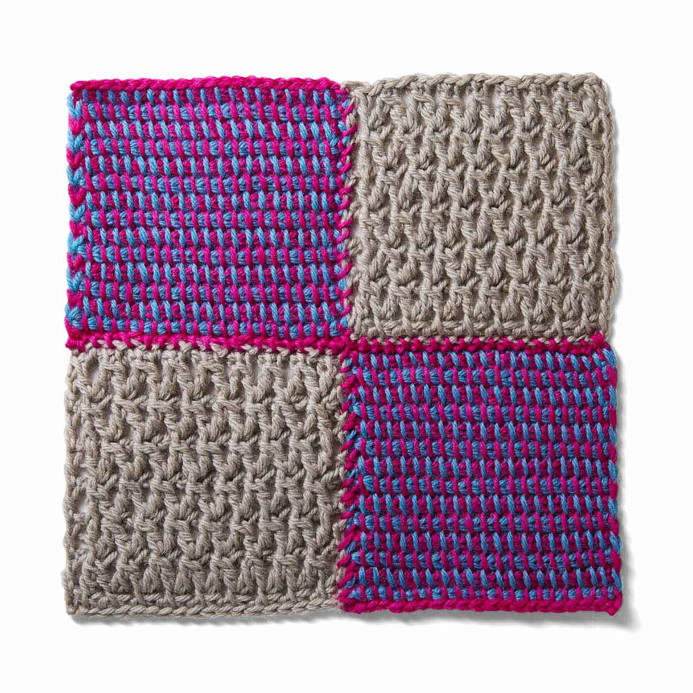 Couturier|ぽってり編み地がなつかしいアフガン編みのサンプラーの会|ベリー色のまじり編み