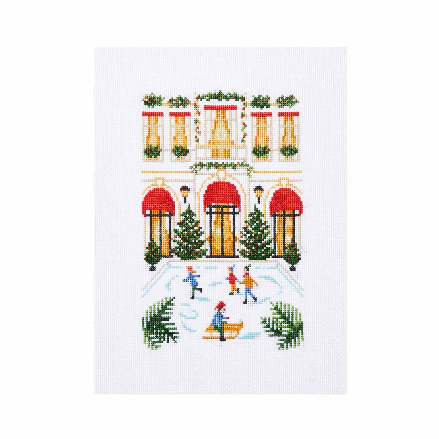 クチュリエ|アンヌさんが描くフランスの暮らしと四季の風景クロスステッチの会|La Patinoire du palace:ホテルのスケート場